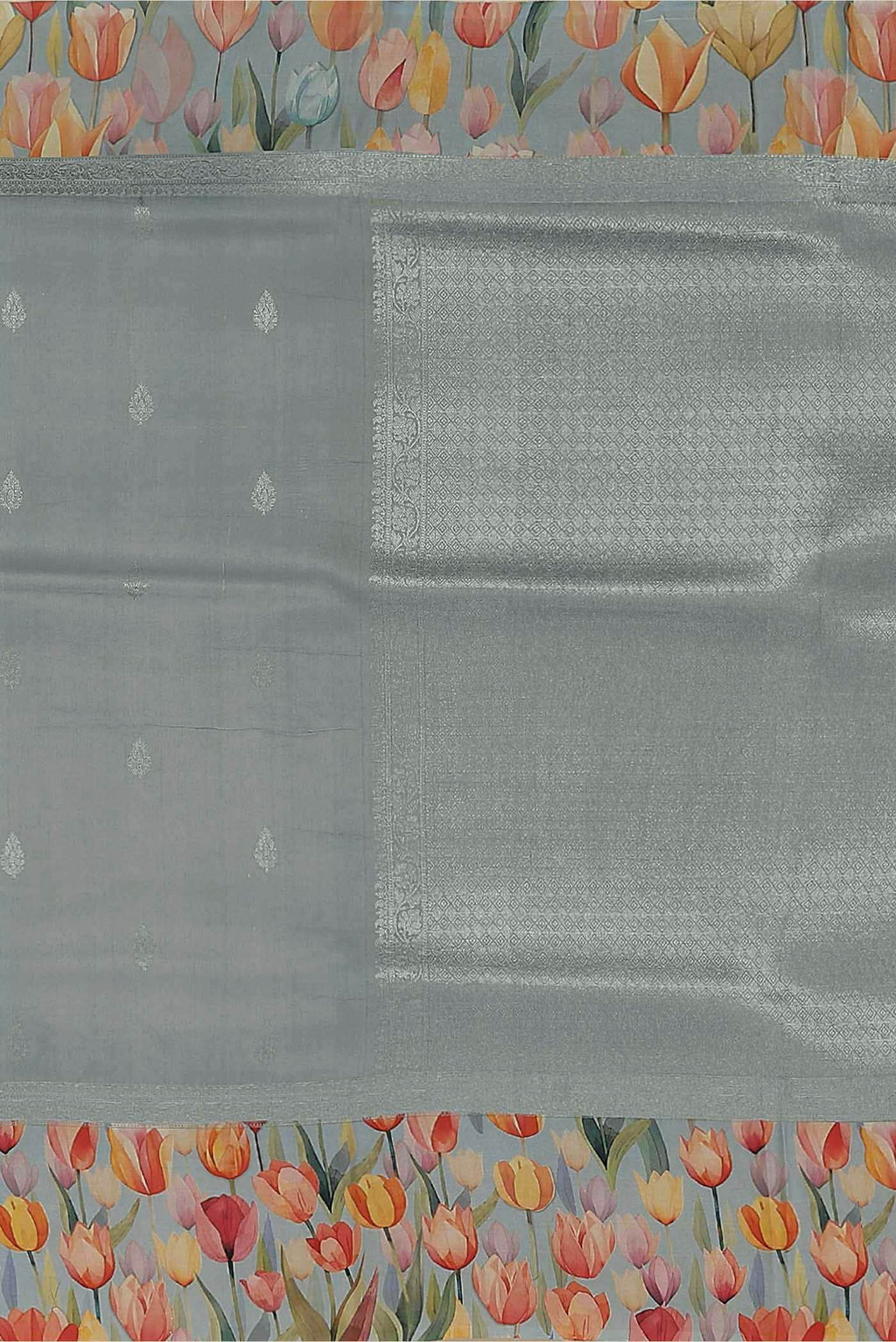 Grey Bhagalpuri Tussar Silk Saree
