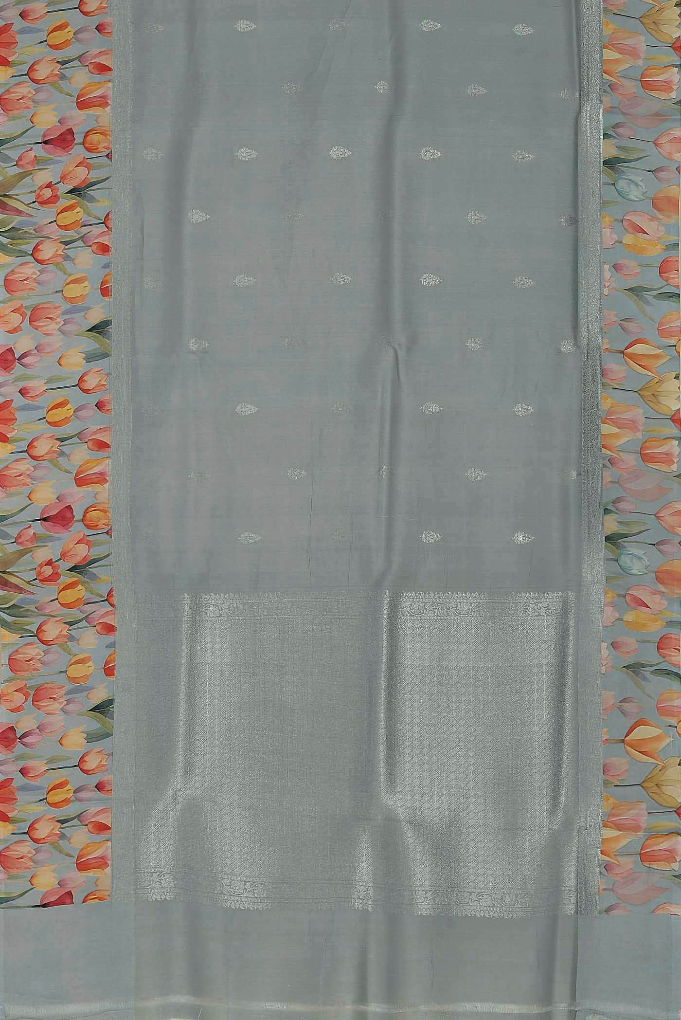 Grey Bhagalpuri Tussar Silk Saree