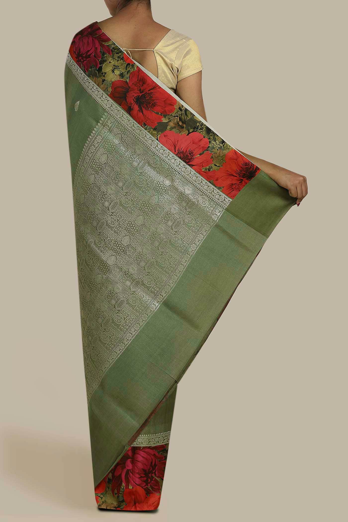 Green Tussar Silk Saree