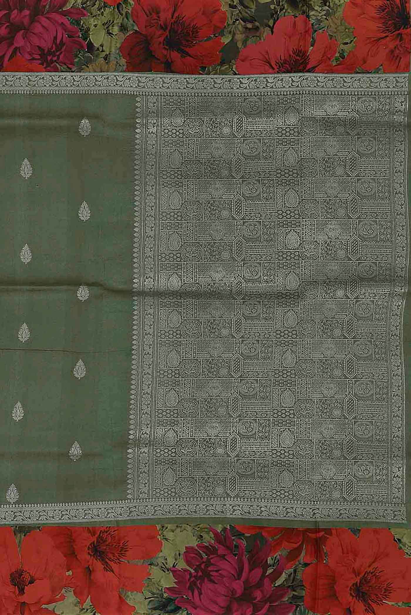 Green Tussar Silk Saree