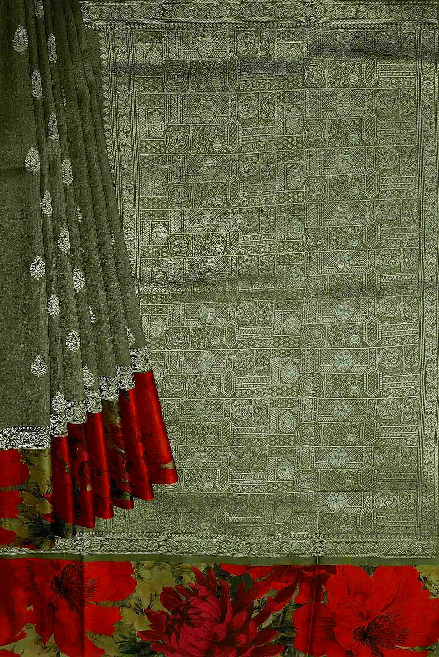 Green Tussar Silk Saree