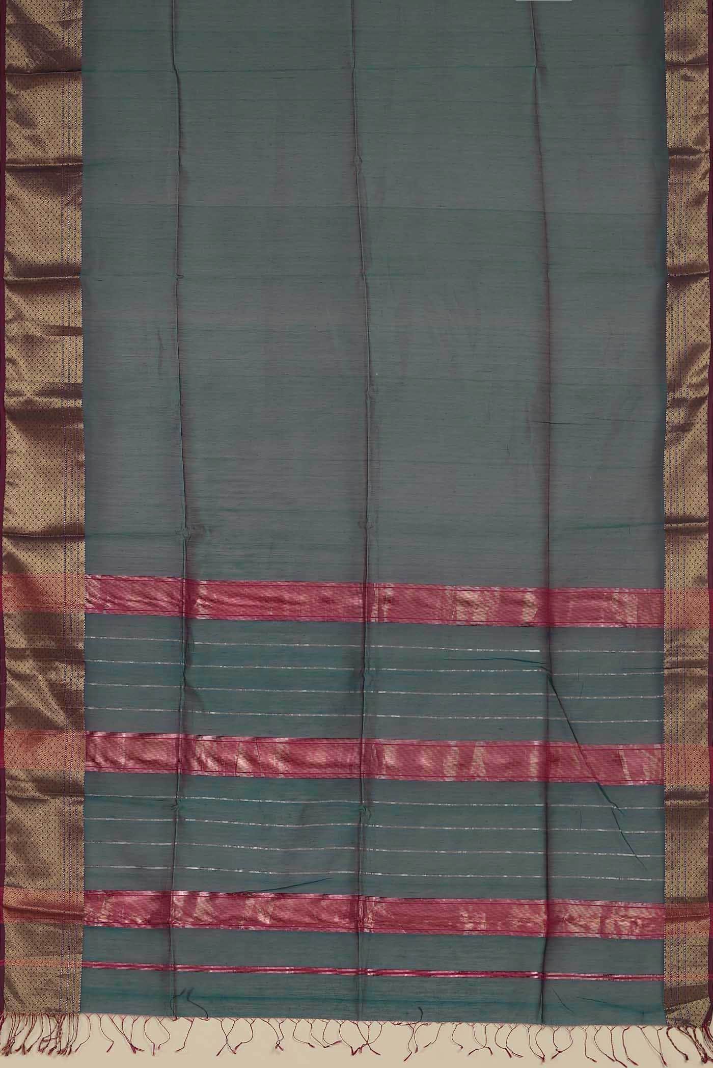 Blue with Pink Dual Tone Maheshwari Silk Cotton Saree