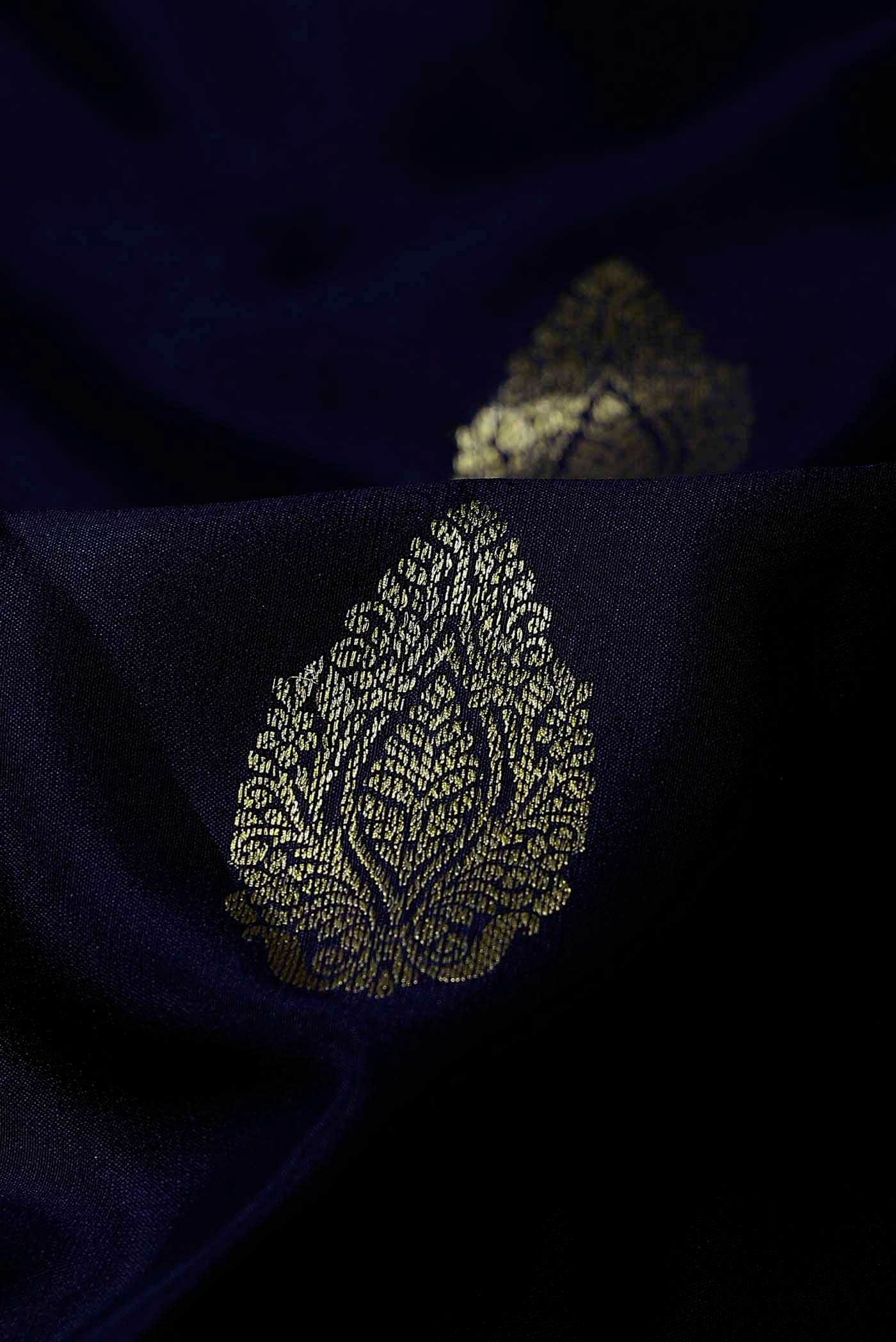 Blue Mysore Crepe Saree