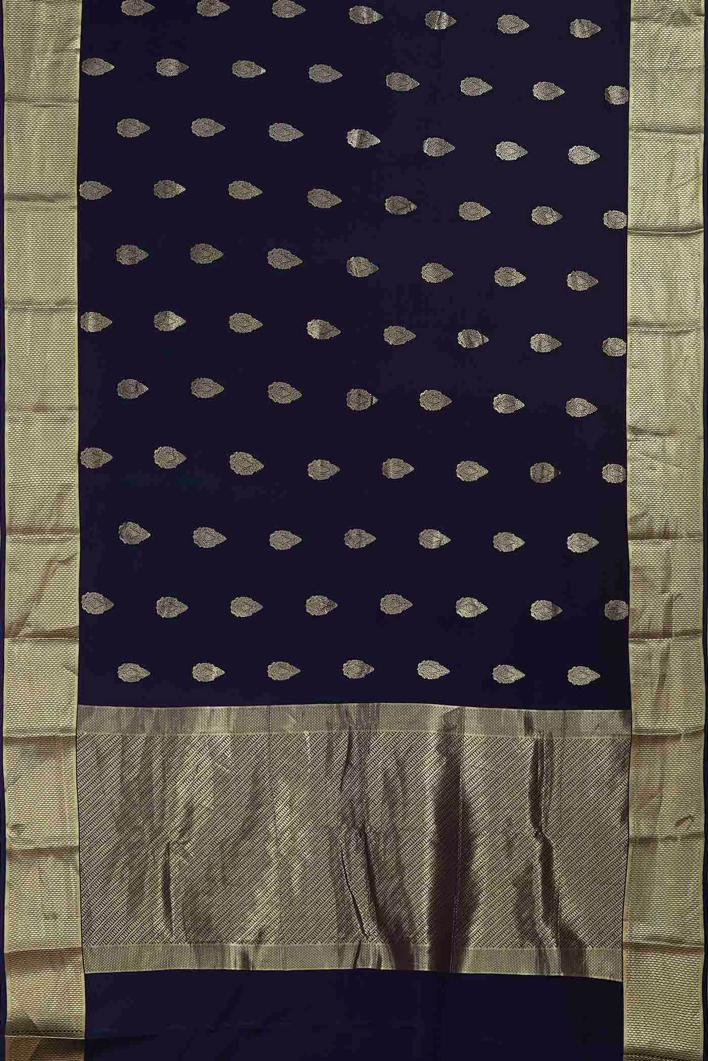 Blue Mysore Crepe Saree