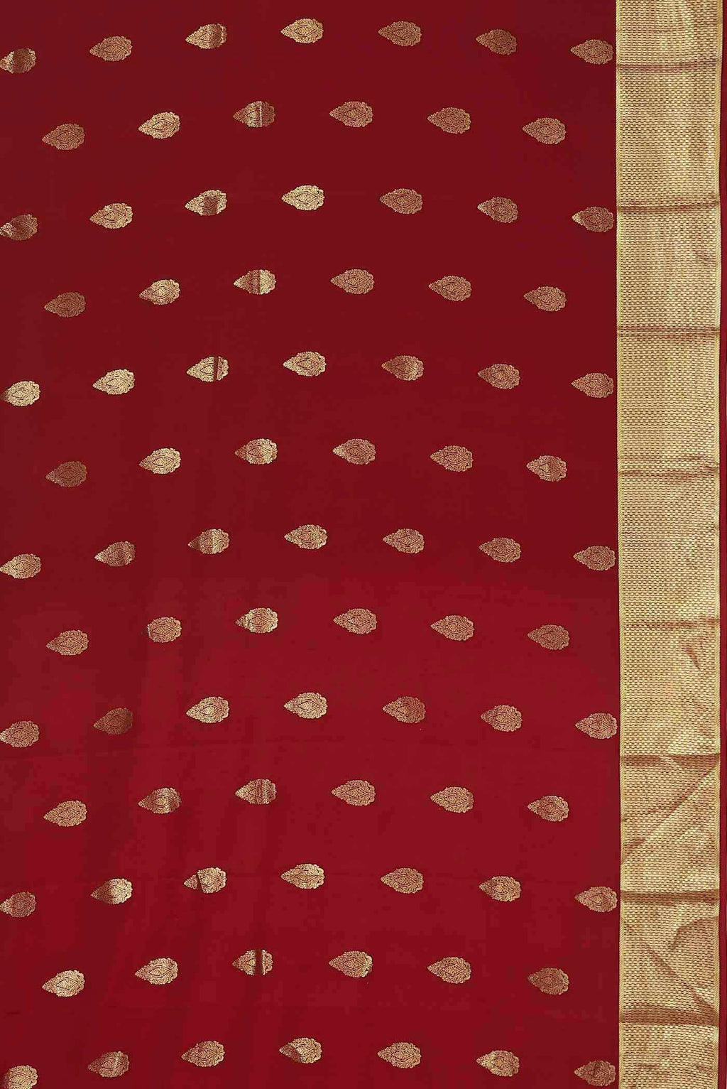 Red Mysore Crepe Saree