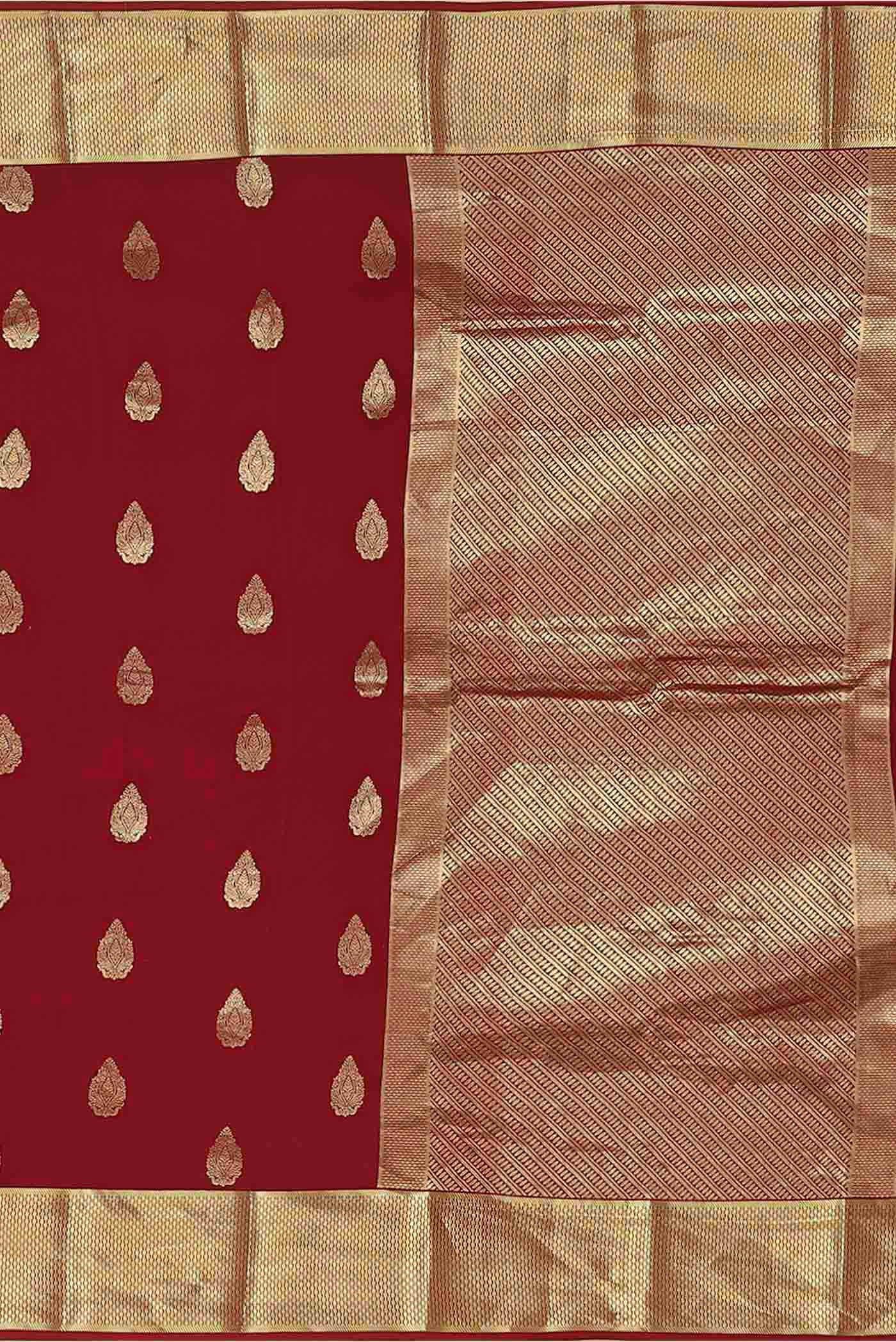 Red Mysore Crepe Saree