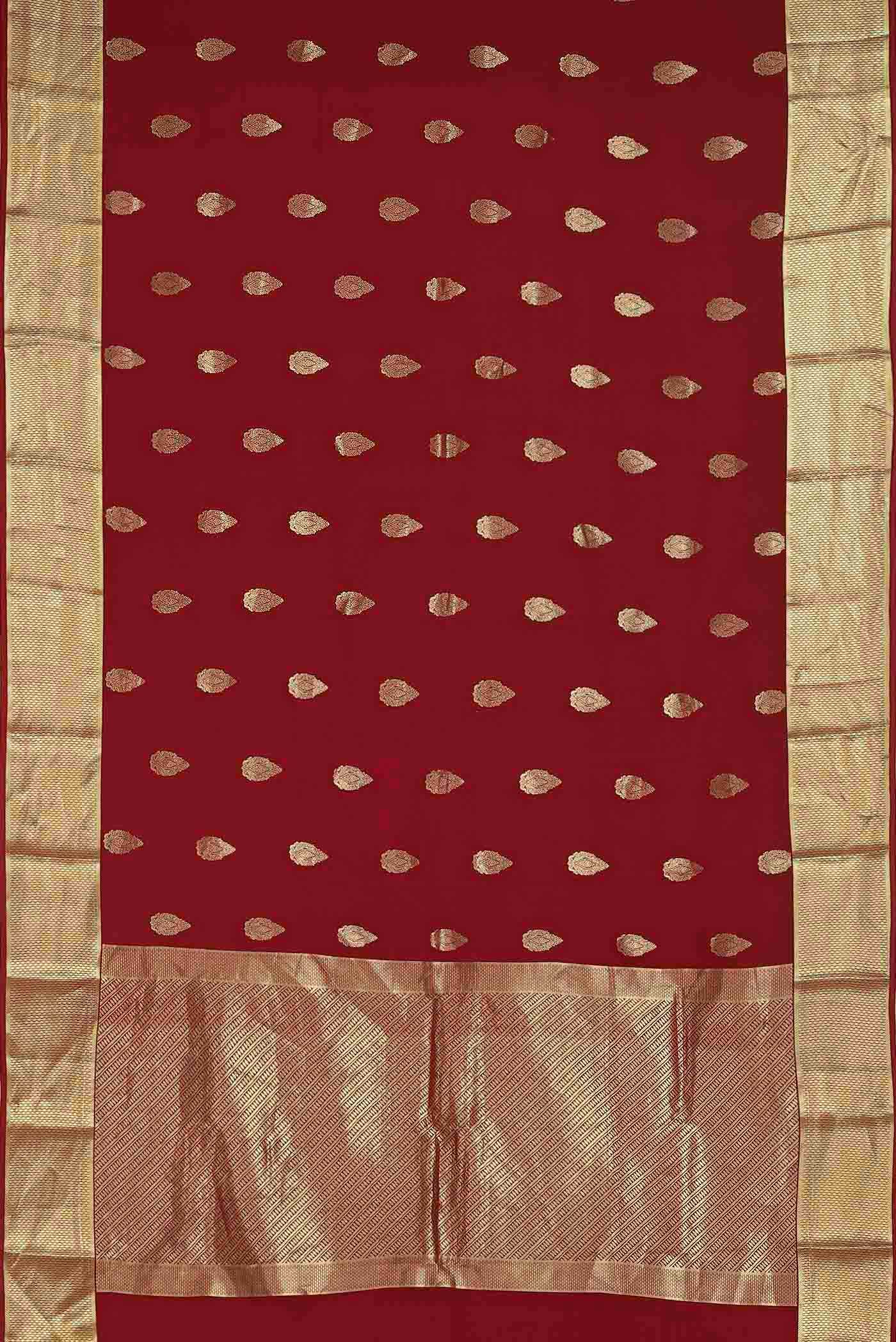 Red Mysore Crepe Saree