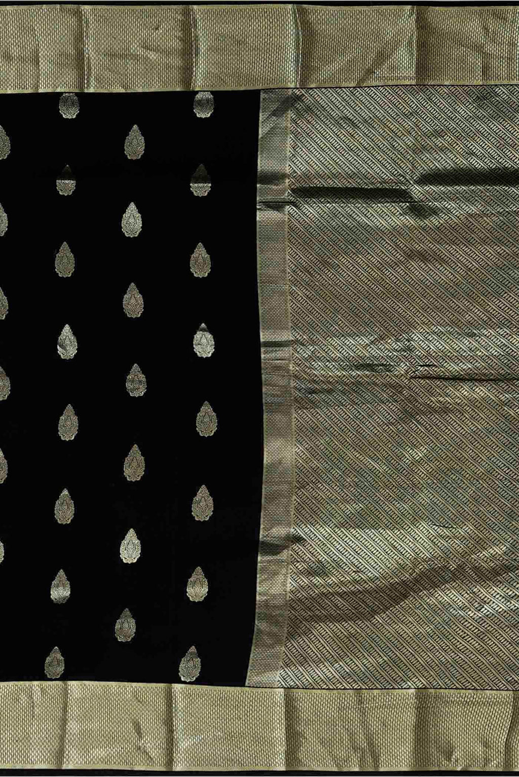 Black Mysore Crepe Saree