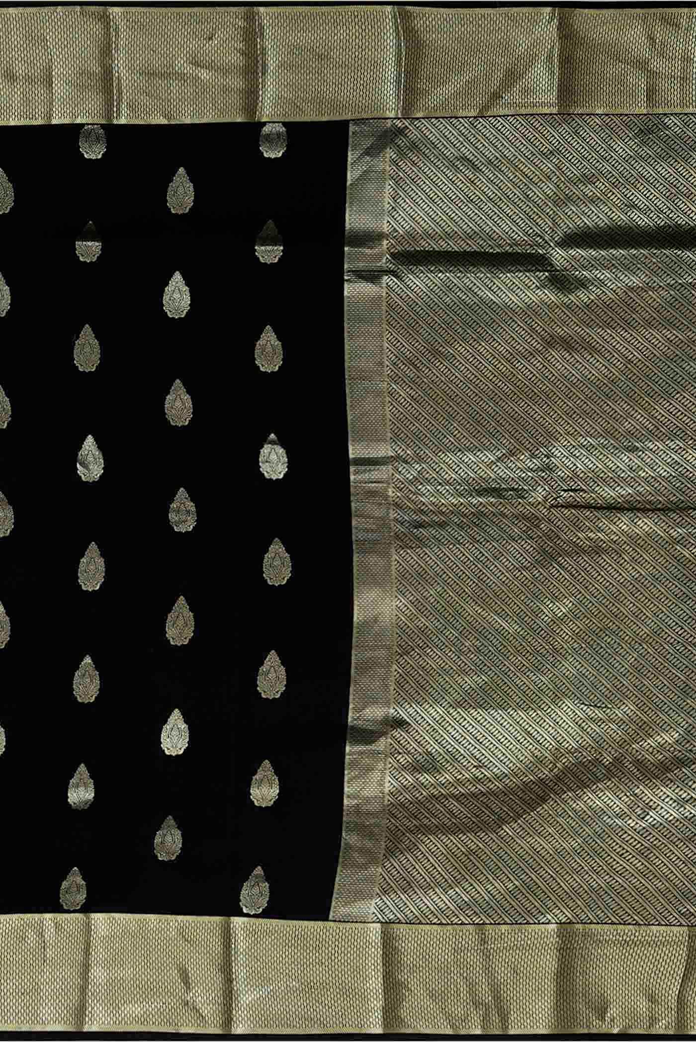 Black Mysore Crepe Saree