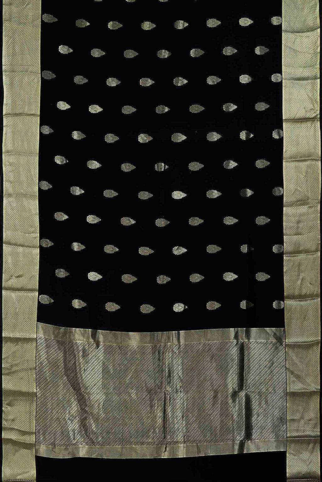 Black Mysore Crepe Saree