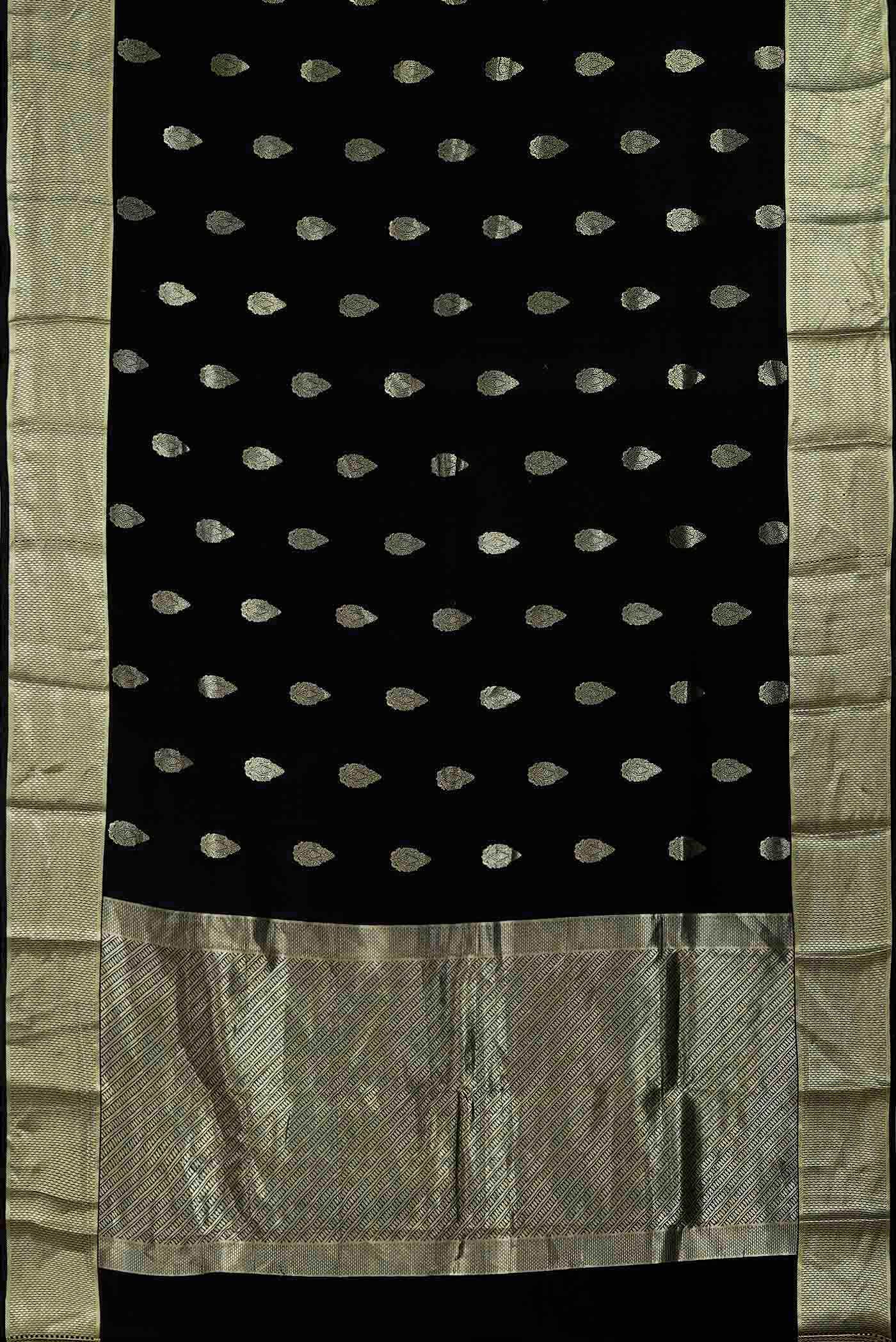 Black Mysore Crepe Saree