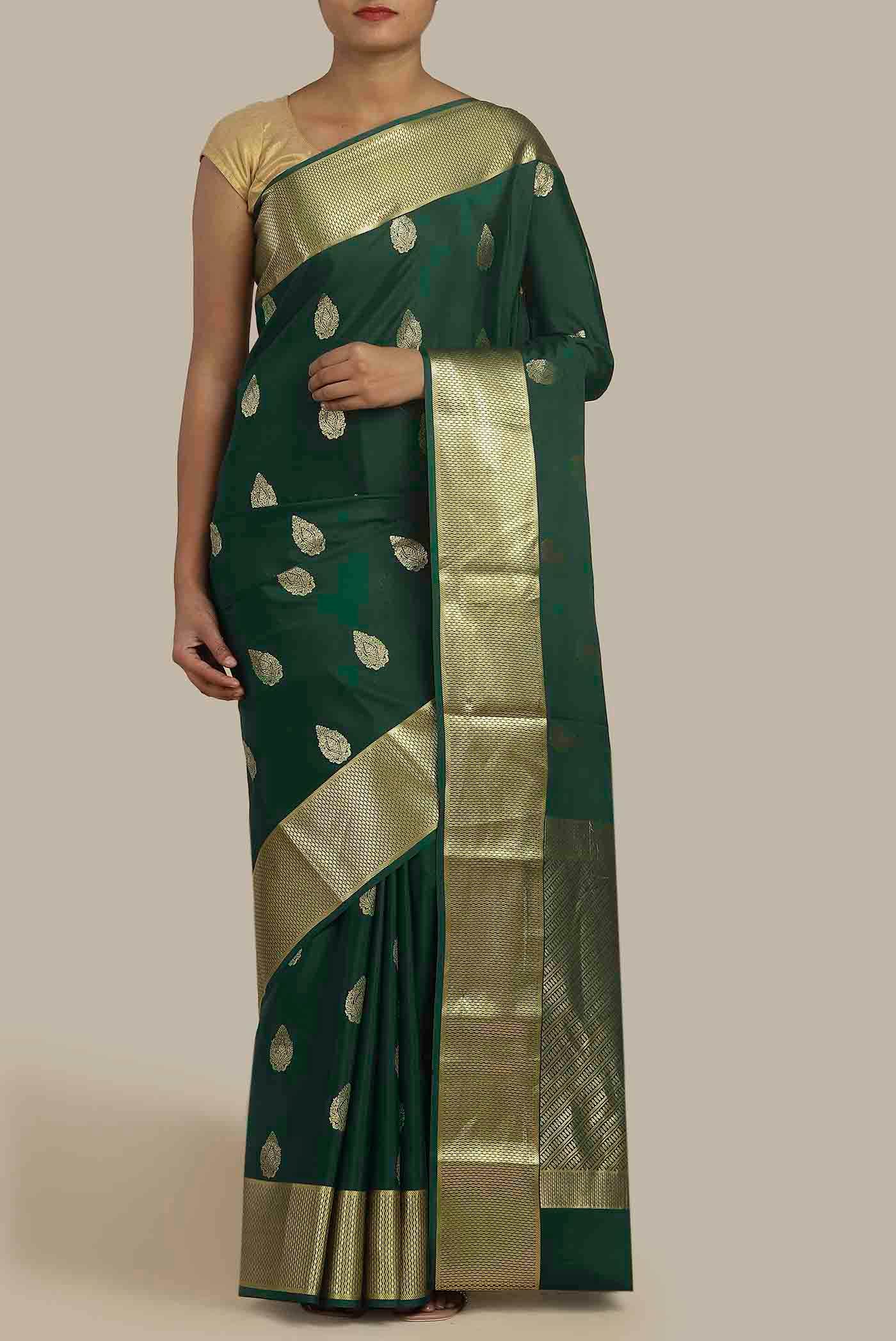 Bottle Green Mysore Crepe Saree