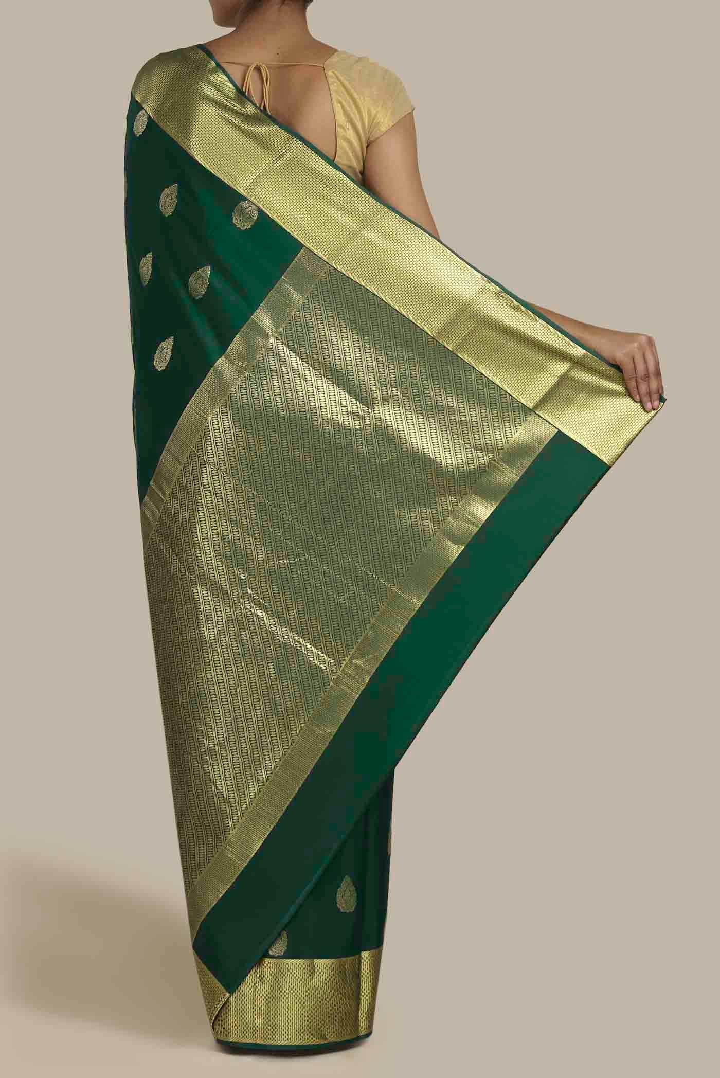 Bottle Green Mysore Crepe Saree
