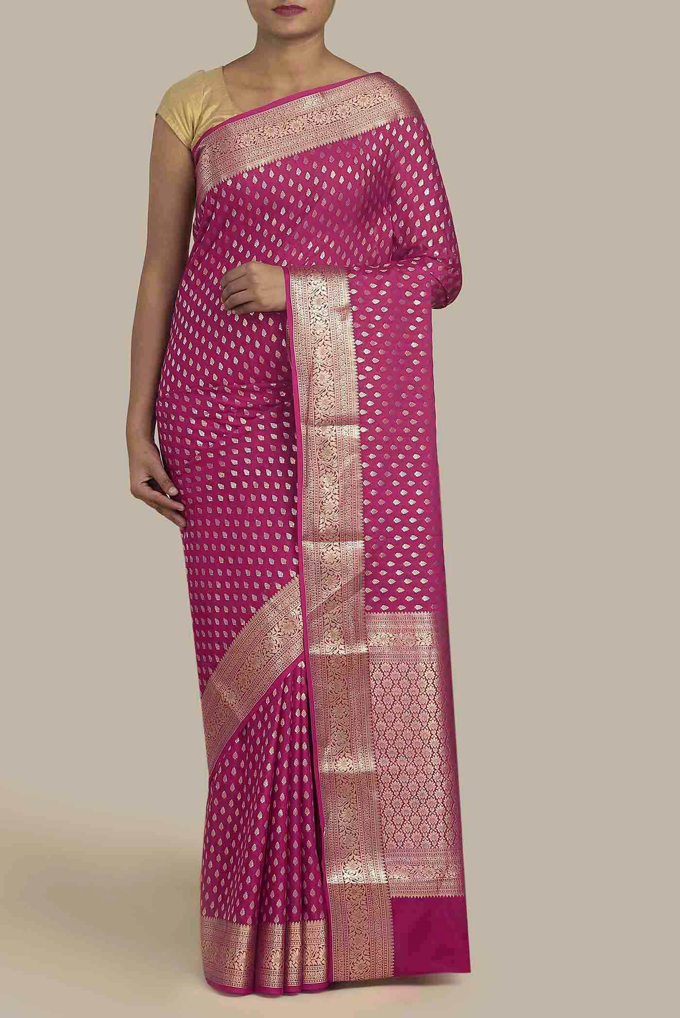 Pink Mysore Crepe Saree