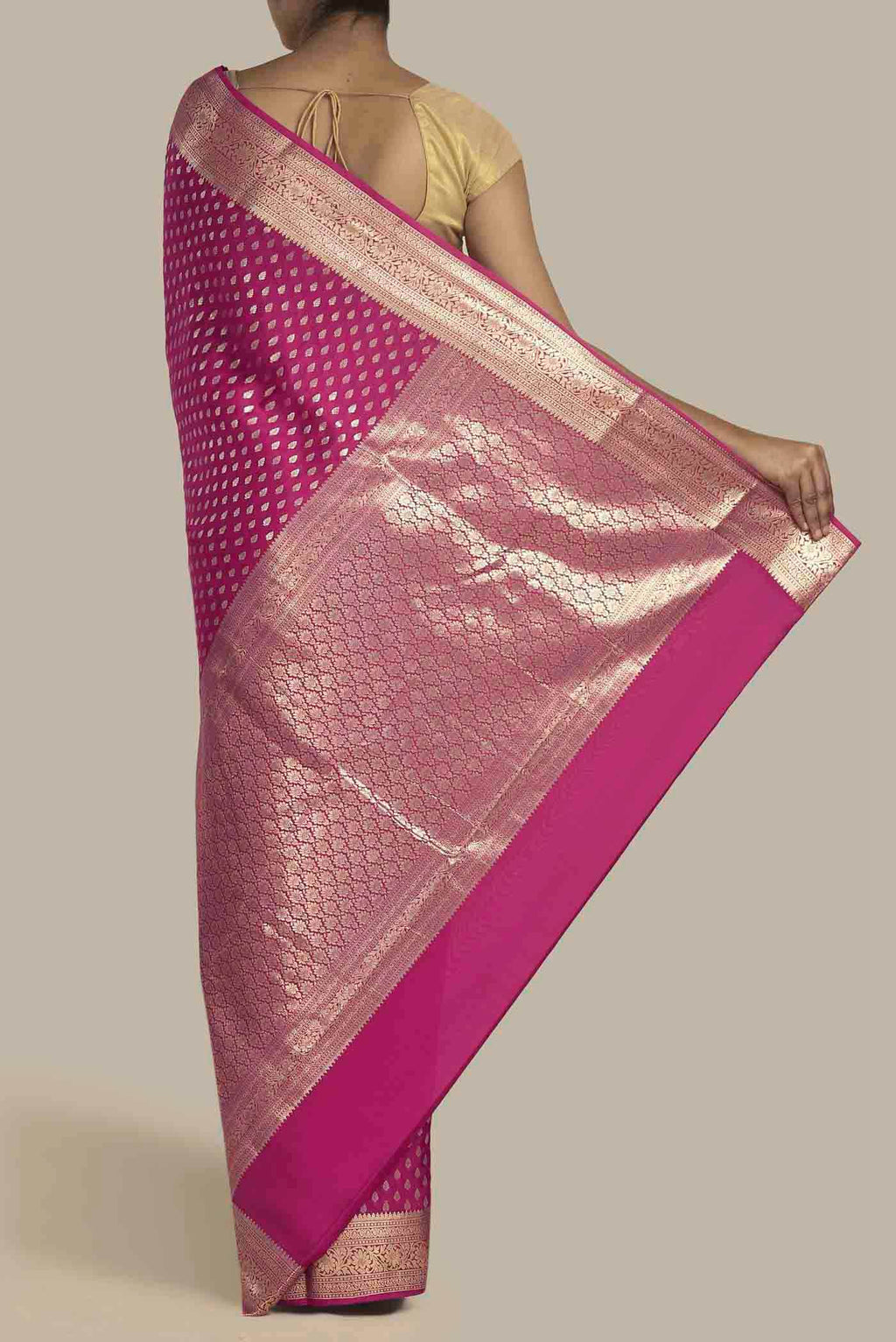 Pink Mysore Crepe Saree