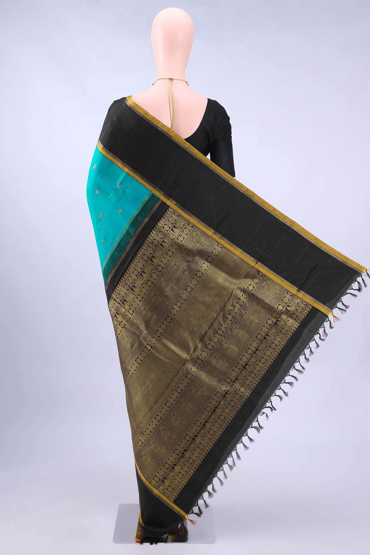 Pure Silk Pure Zari no Dual Tone Kanchipuram Saree