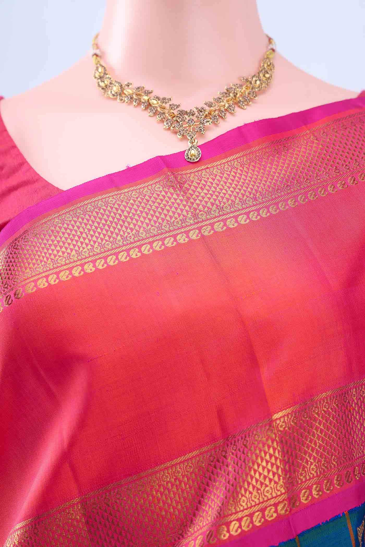 Pure Silk Pure Zari Dark Blue Kanchipuram Saree