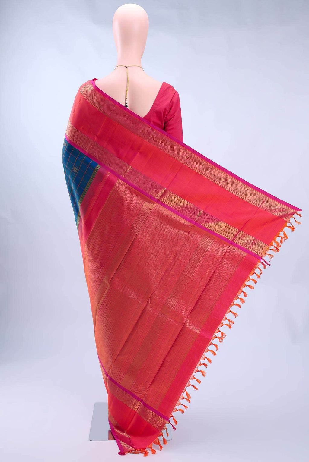 Pure Silk Pure Zari Dark Blue Kanchipuram Saree