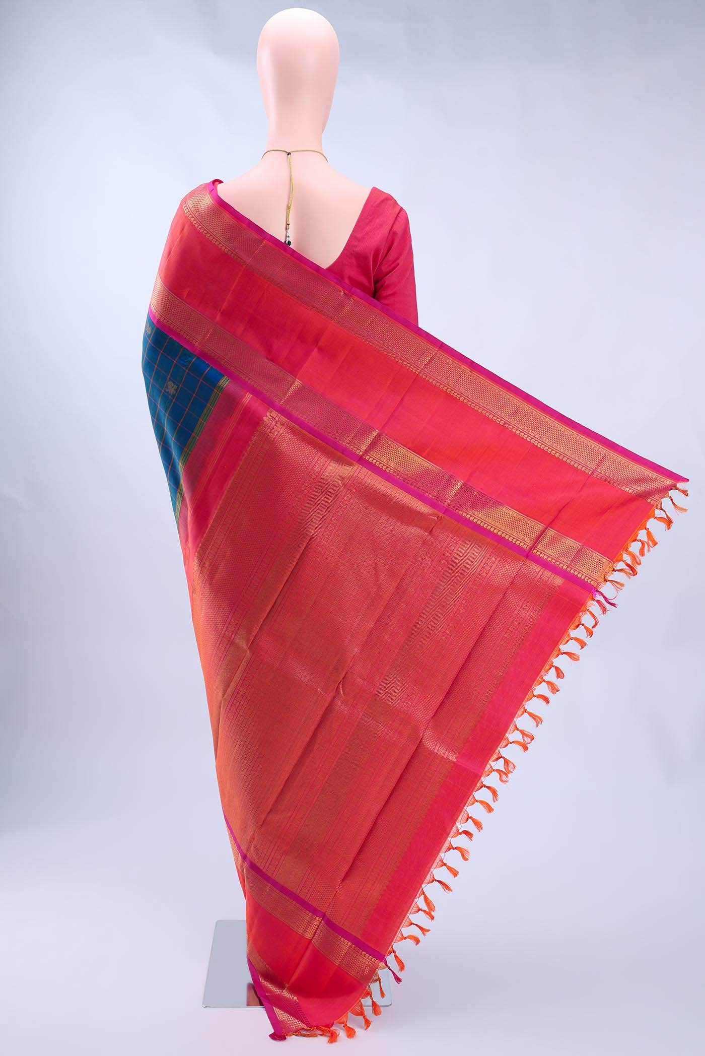 Pure Silk Pure Zari Dark Blue Kanchipuram Saree