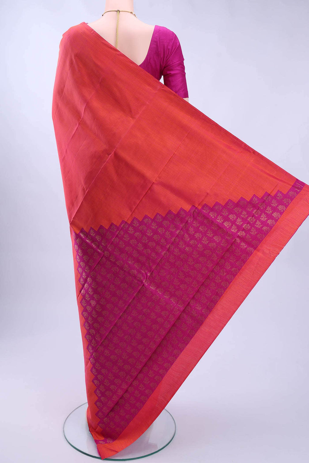 Brick Orange Kanchipuram Silk Saree