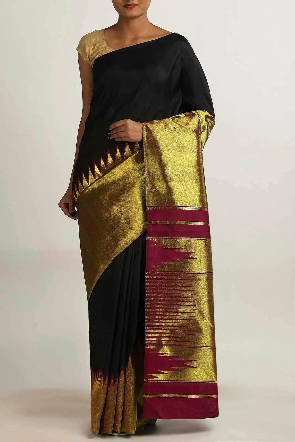 Black Kanchipuram Silk Saree