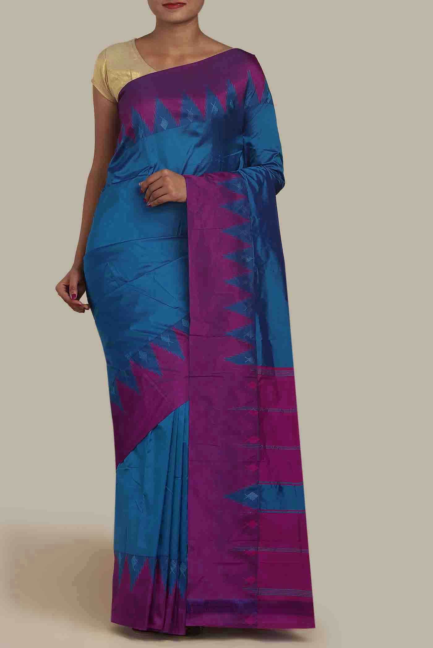 Blue Blended Bangalore Silk Saree