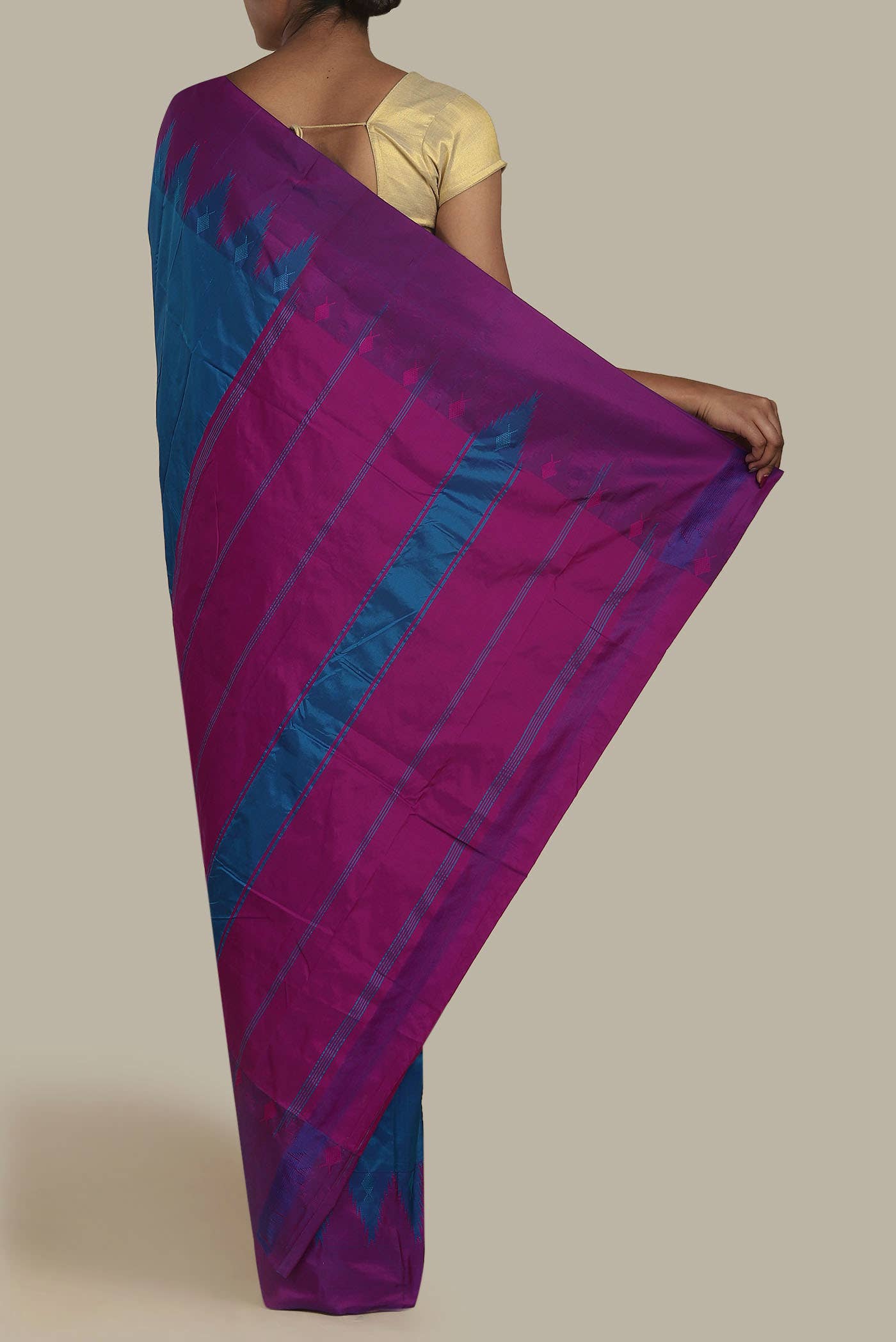 Blue Blended Bangalore Silk Saree