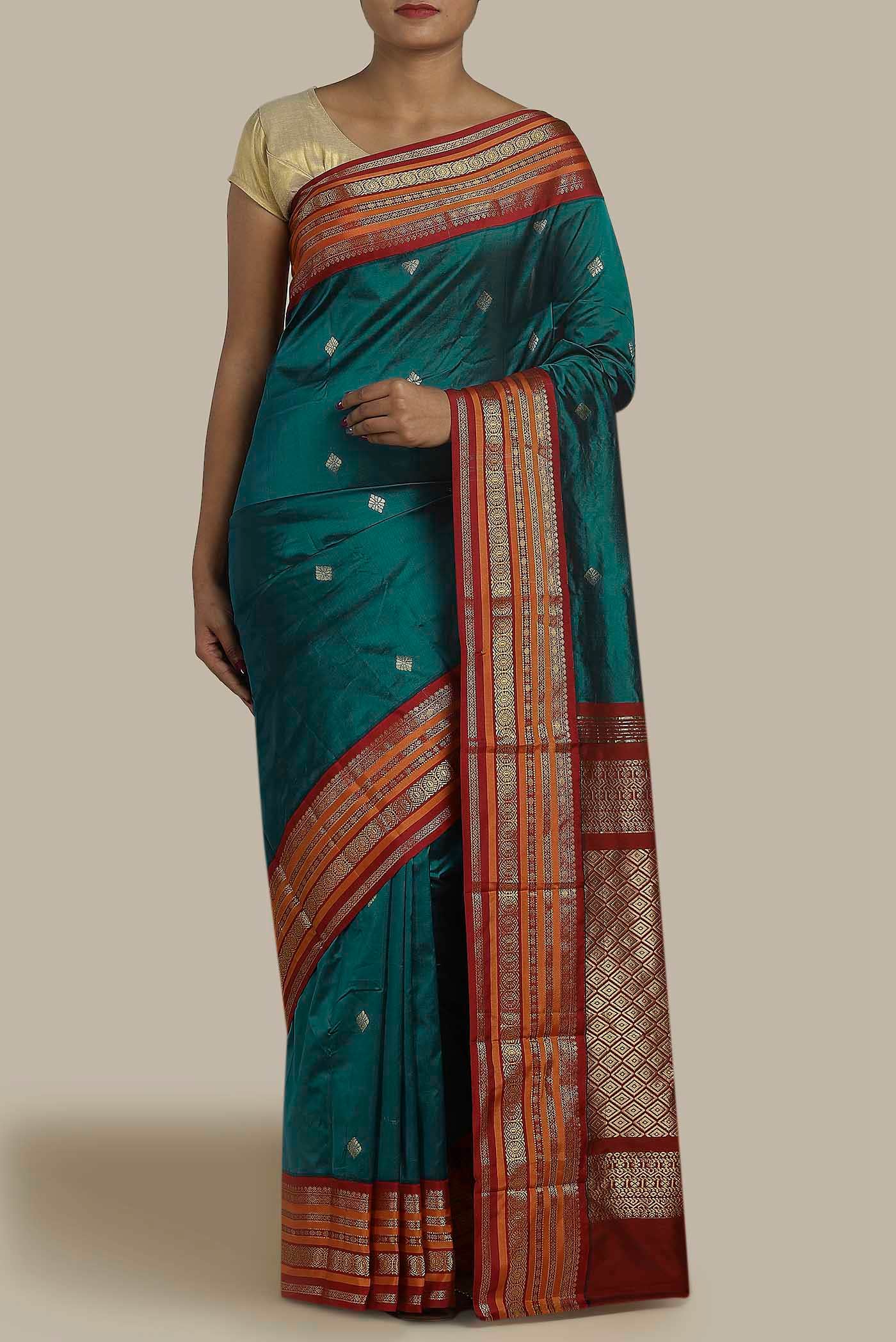 Blue Blended Bangalore Silk Saree