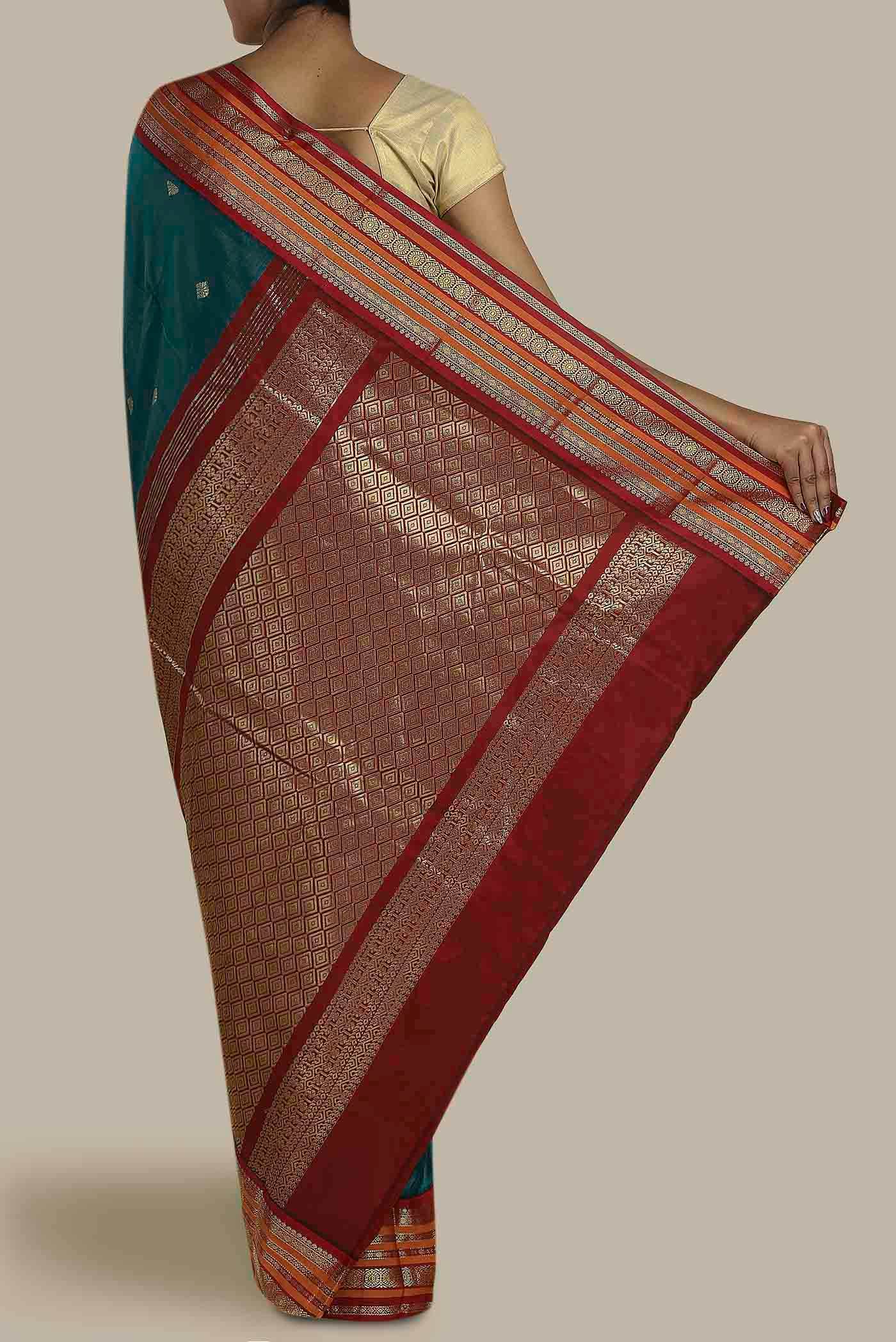 Blue Blended Bangalore Silk Saree