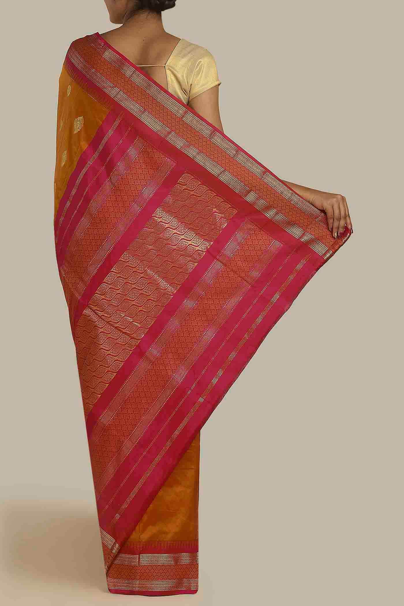 Orange Blended Bangalore Silk Saree