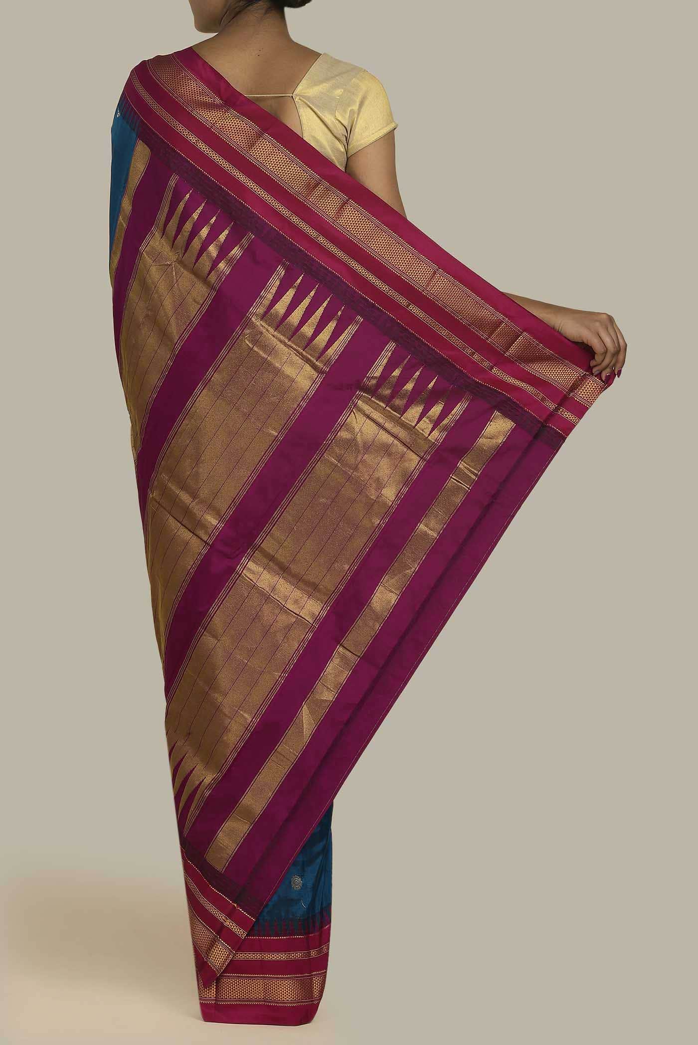 Blue Blended Bangalore Silk Saree
