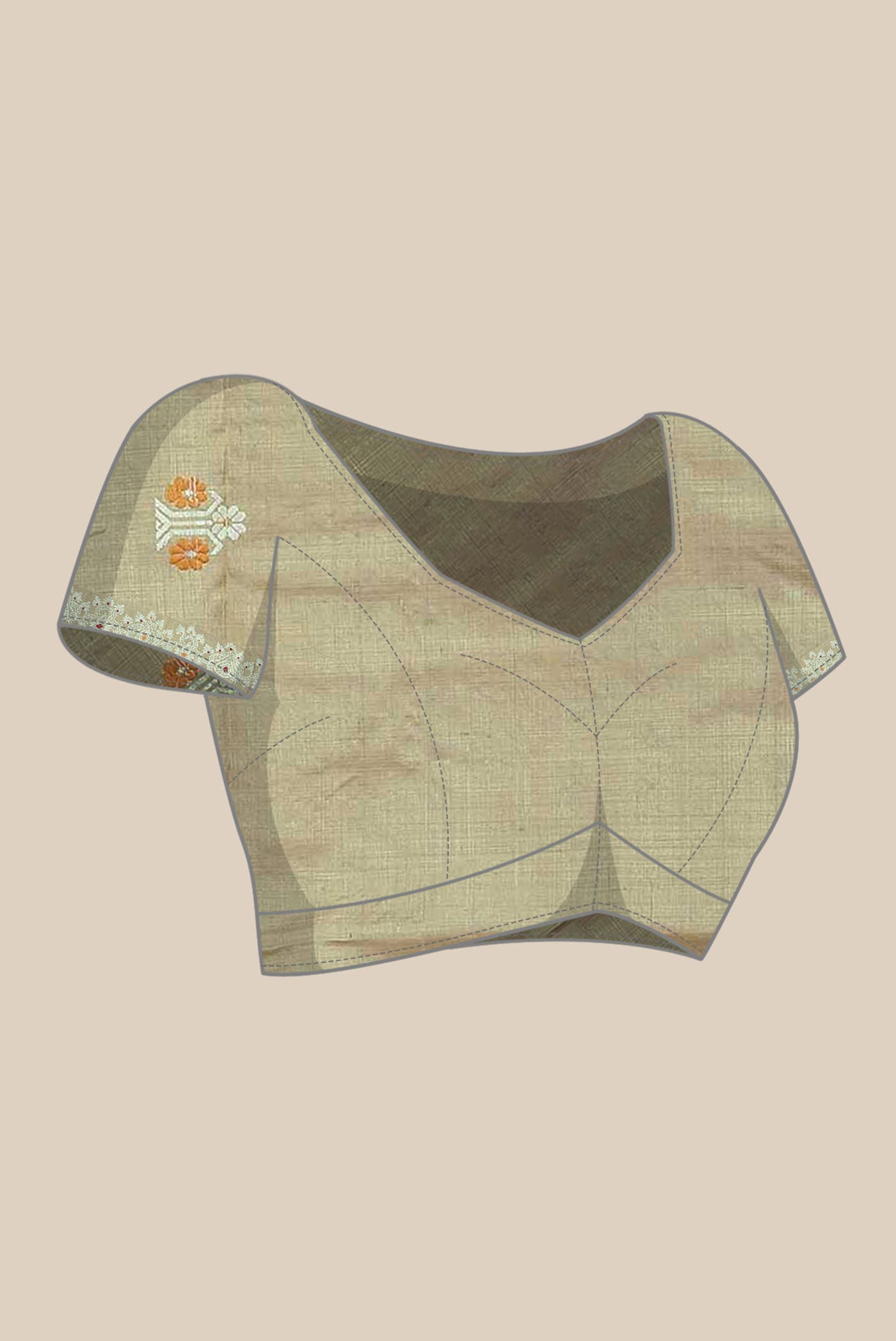 Beige Assam Silk Saree