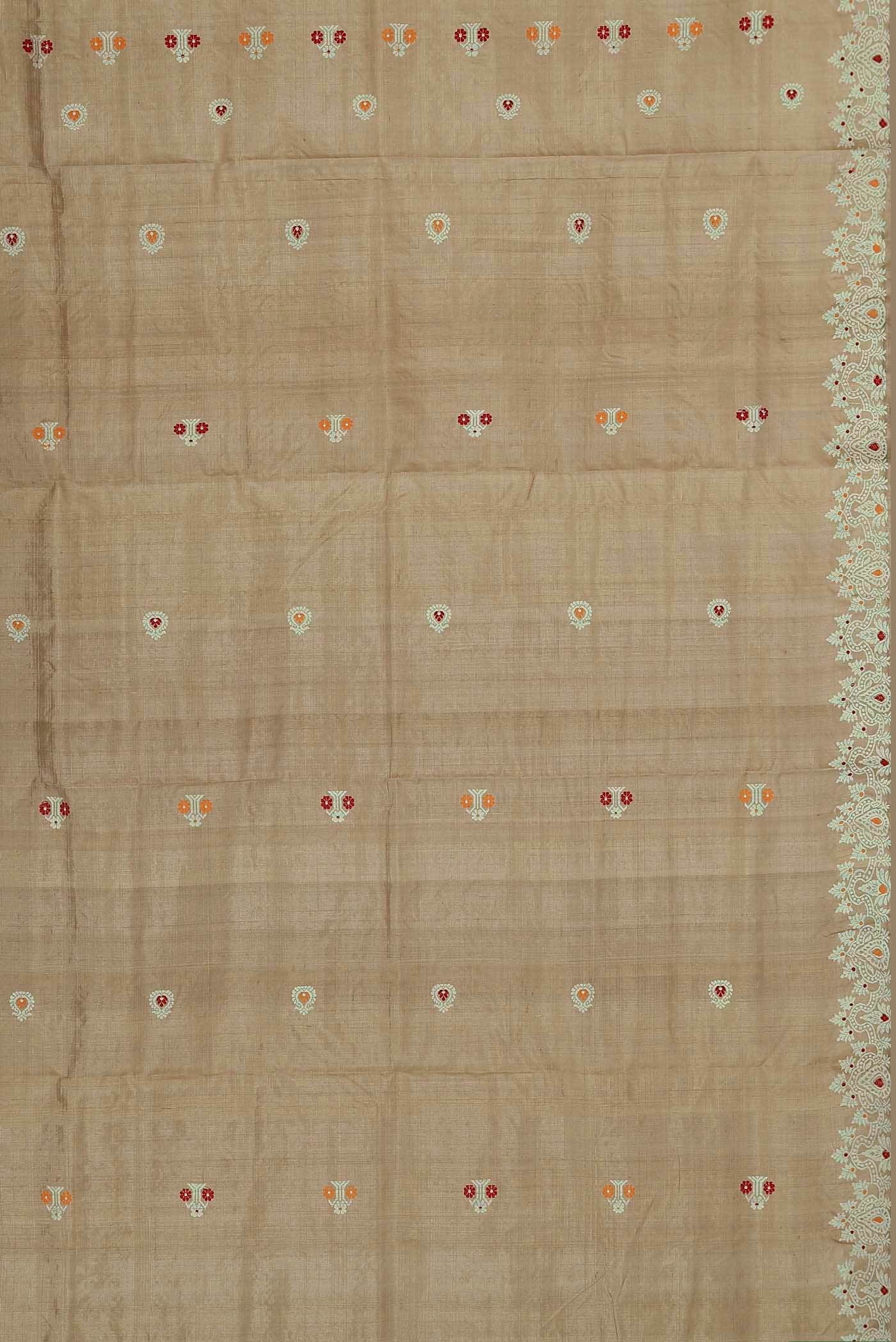 Beige Assam Silk Saree