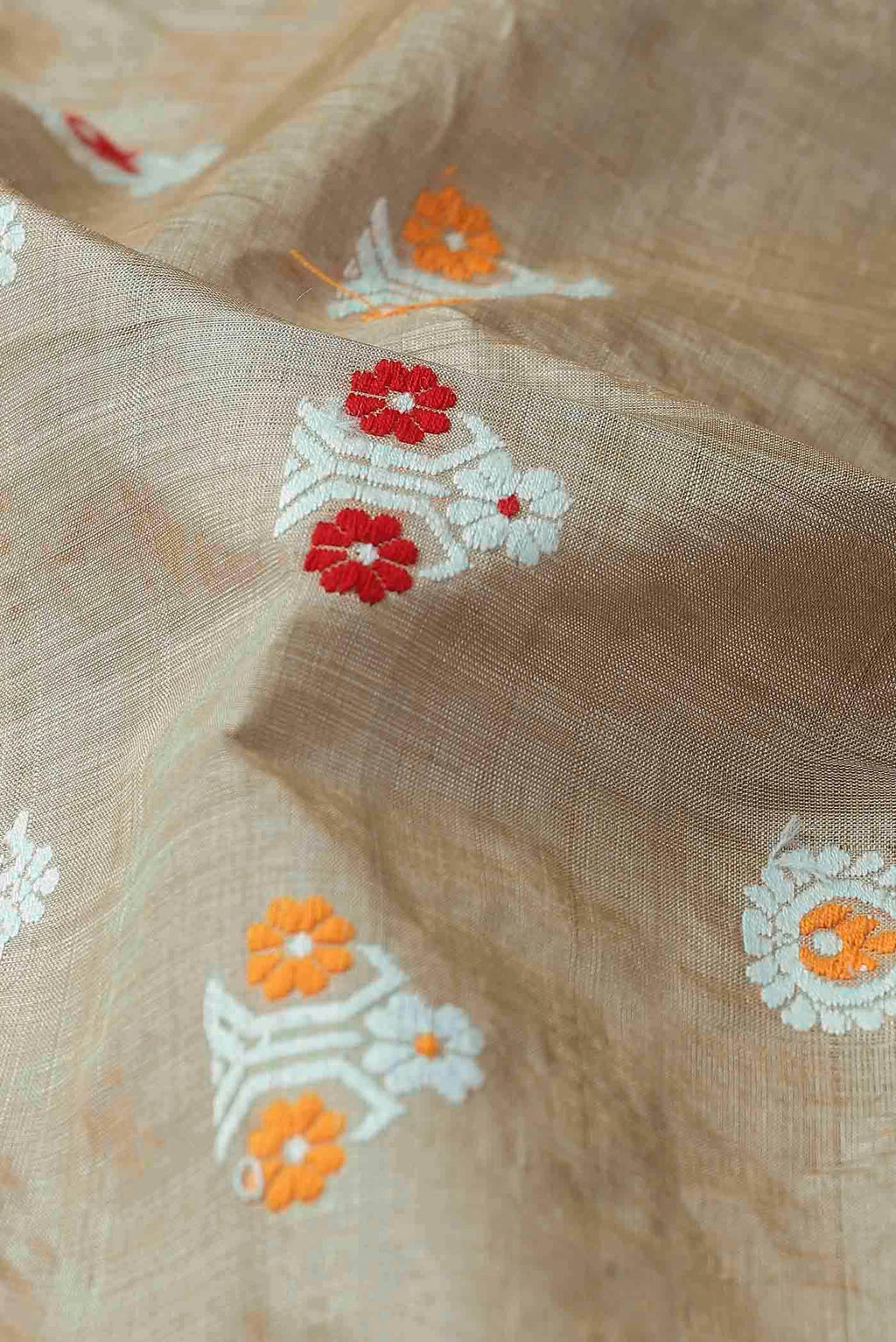 Beige Assam Silk Saree