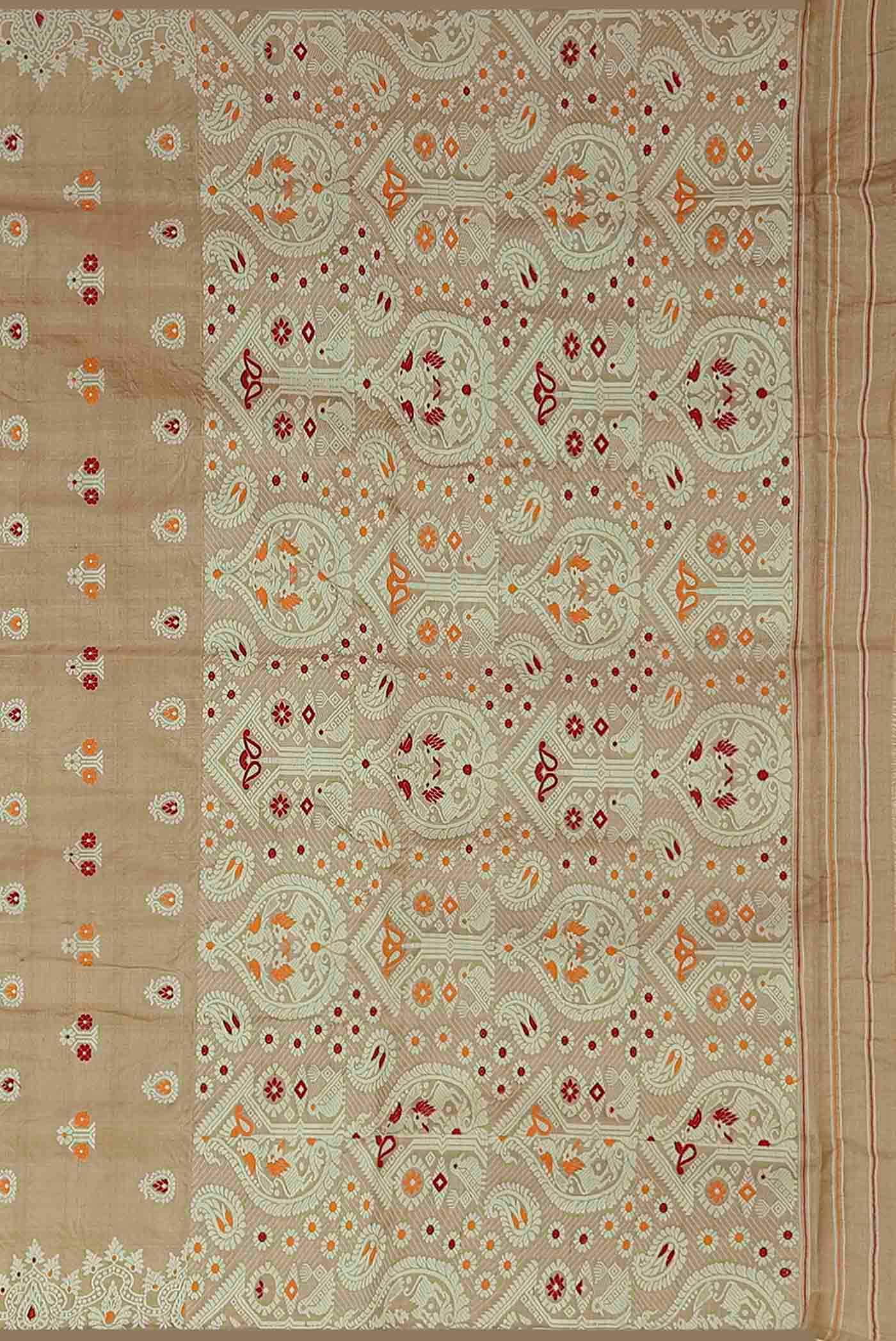 Beige Assam Silk Saree
