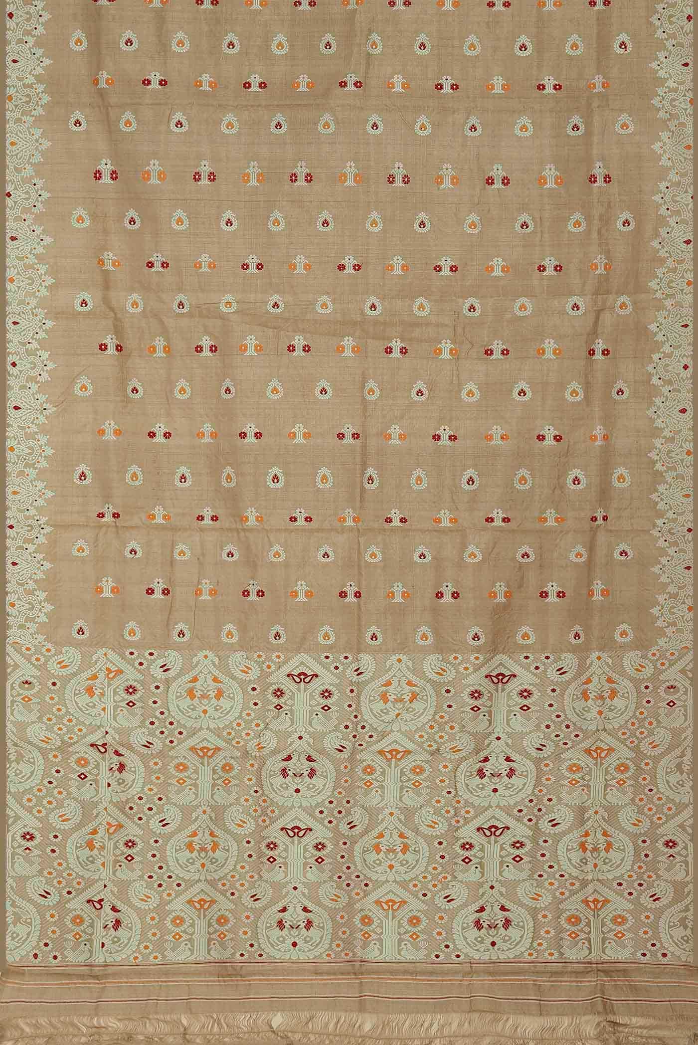 Beige Assam Silk Saree