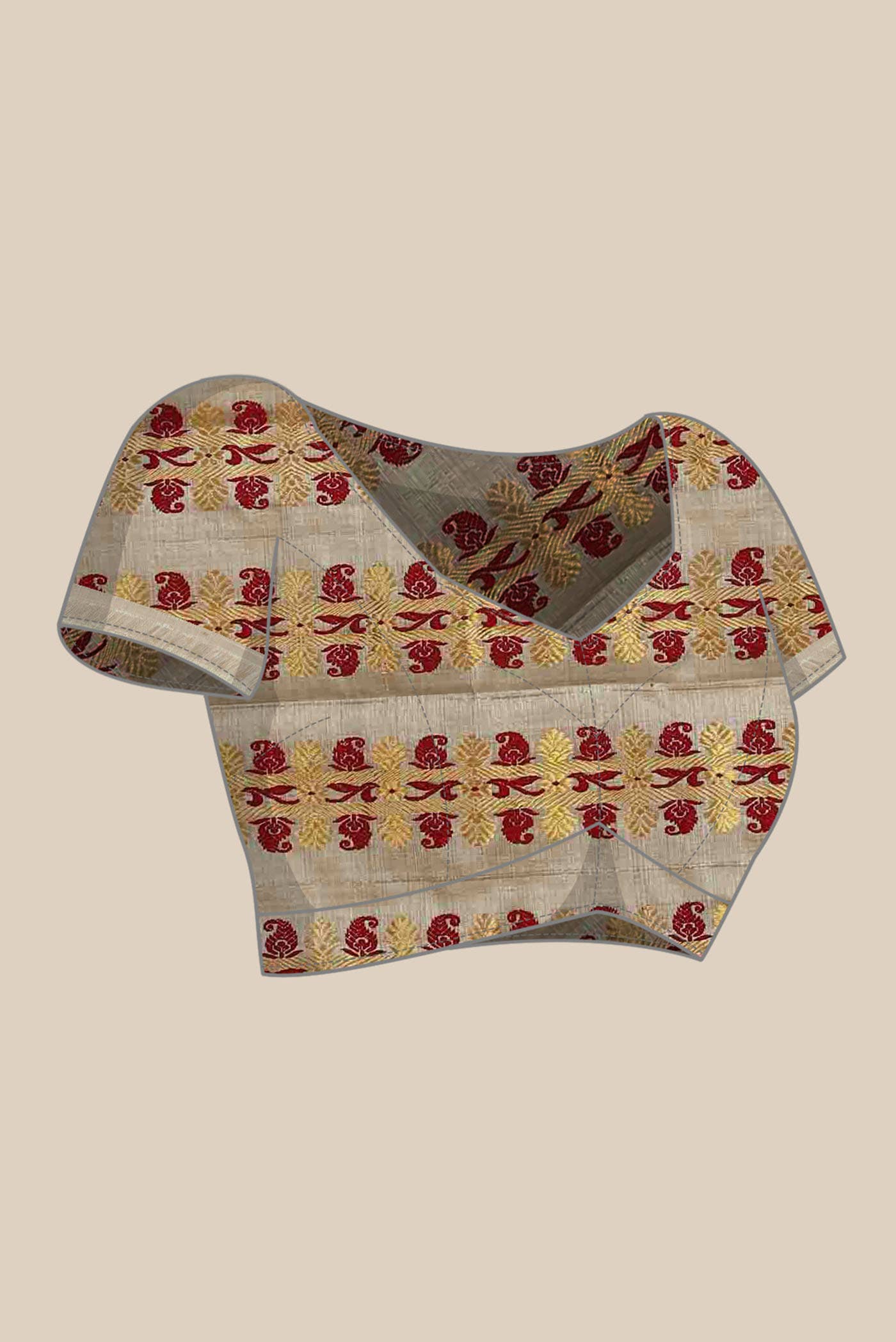 Beige Assam Silk Saree