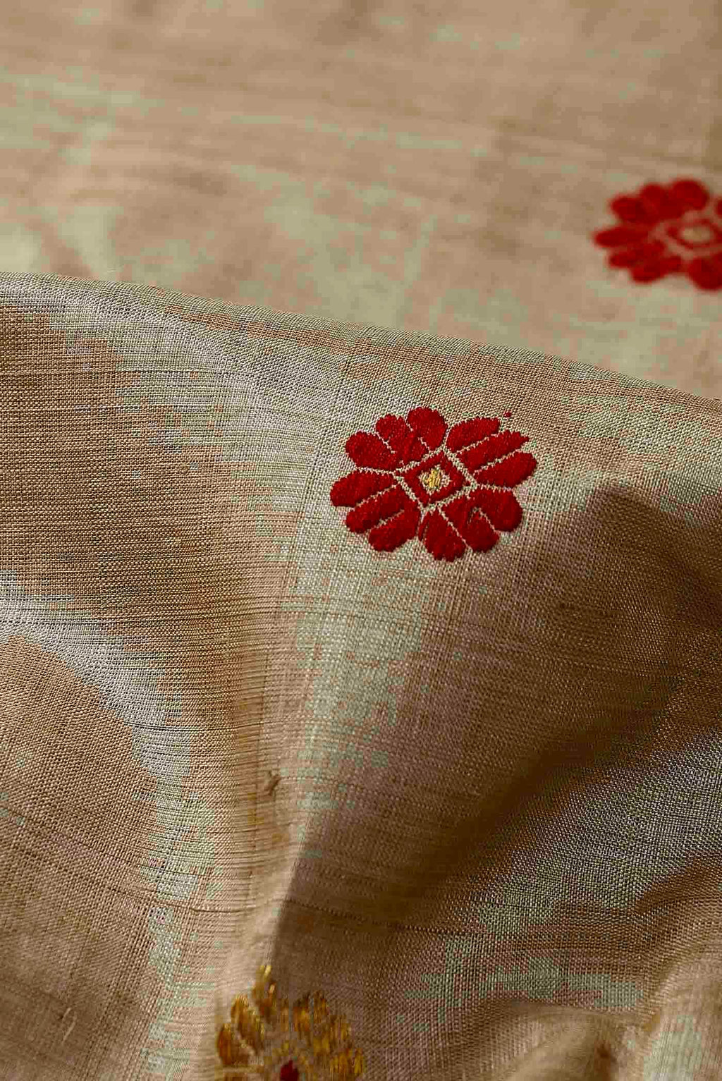 Beige Assam Silk Saree