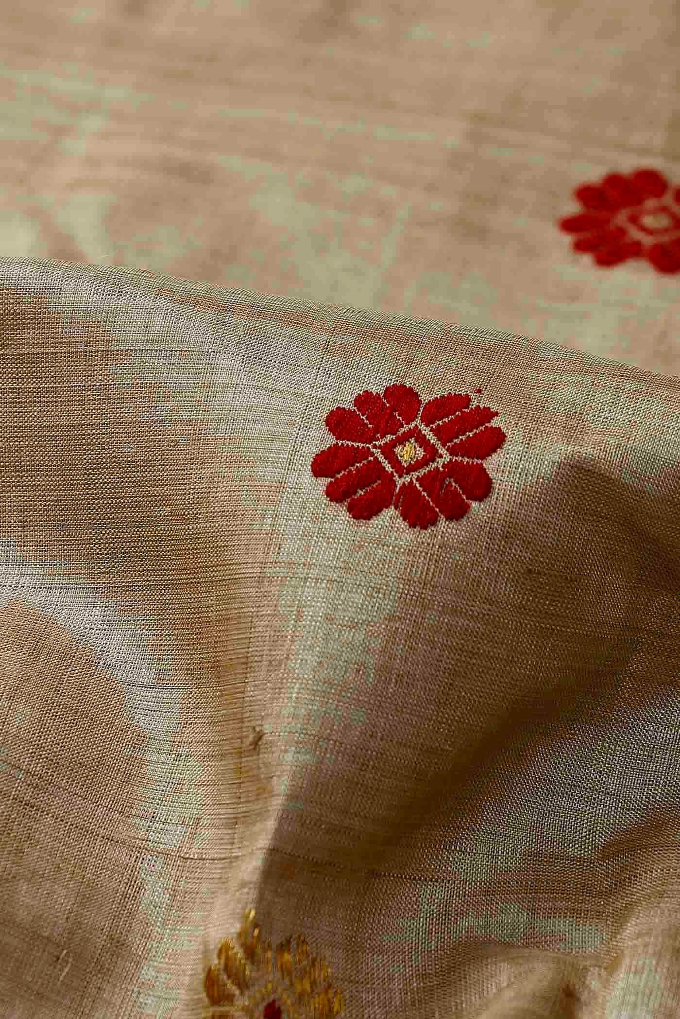 Beige Assam Silk Saree