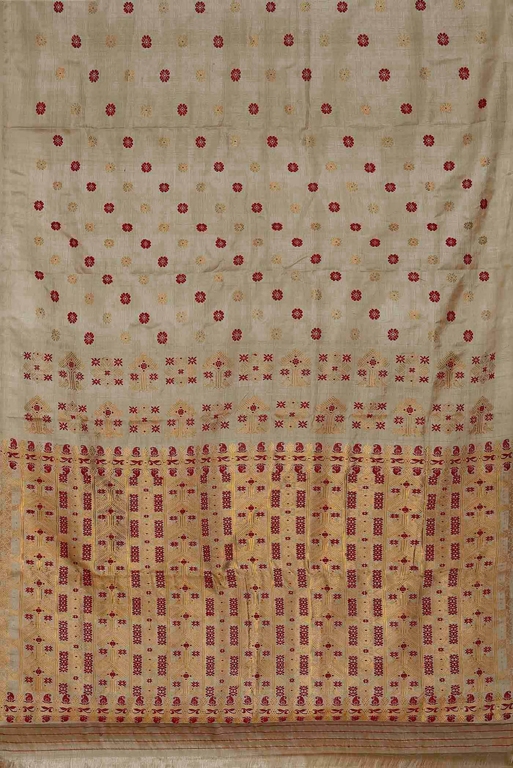 Beige Assam Silk Saree