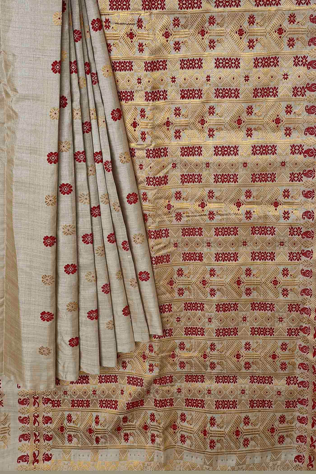 Beige Assam Silk Saree