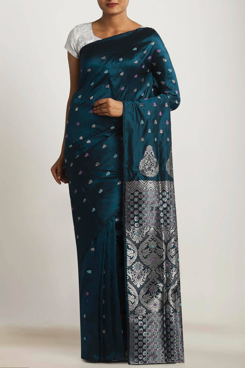 Blue Assam Silk Saree