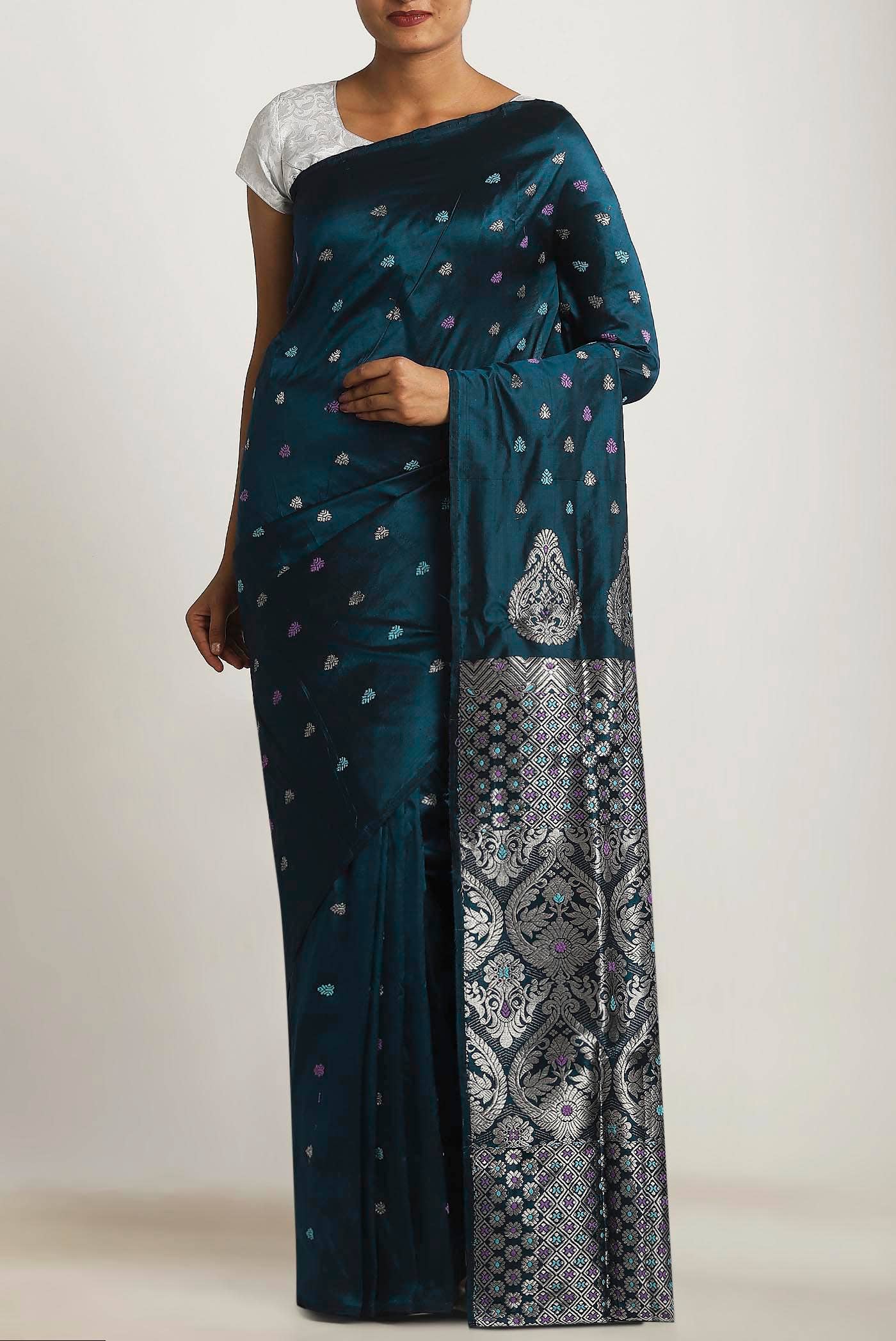 Blue Assam Silk Saree