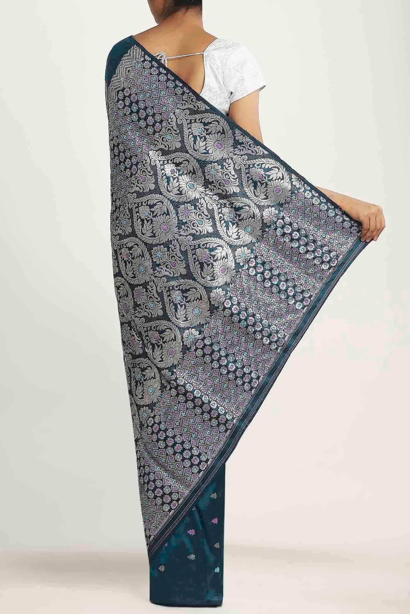 Blue Assam Silk Saree