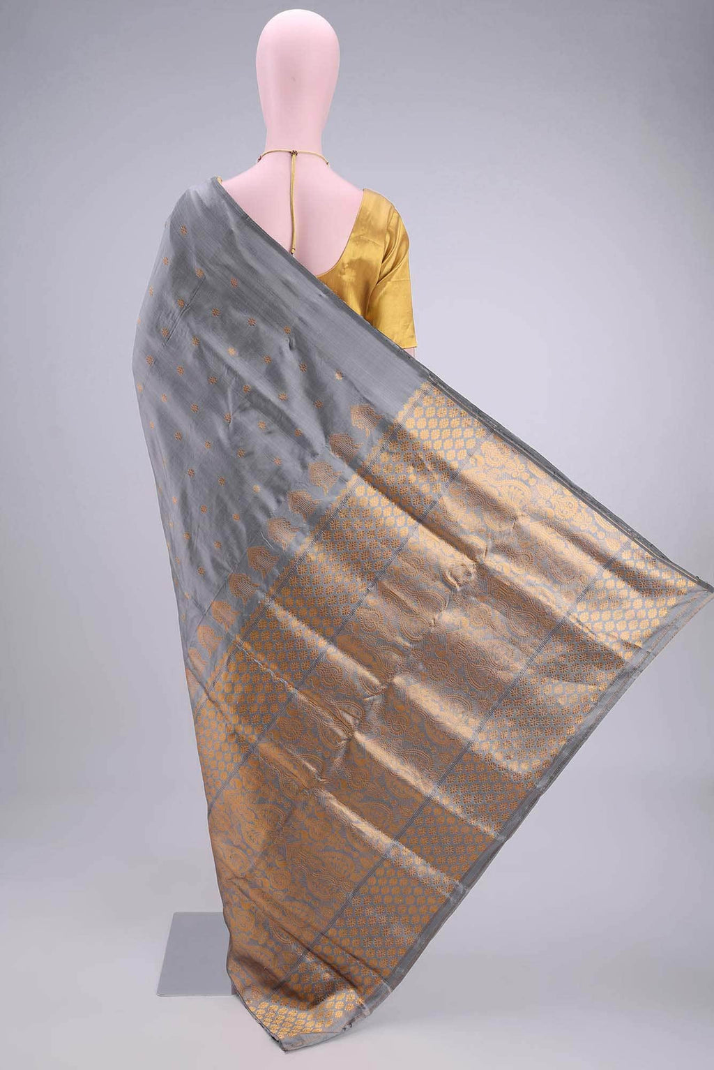 Grey Assam Silk Saree