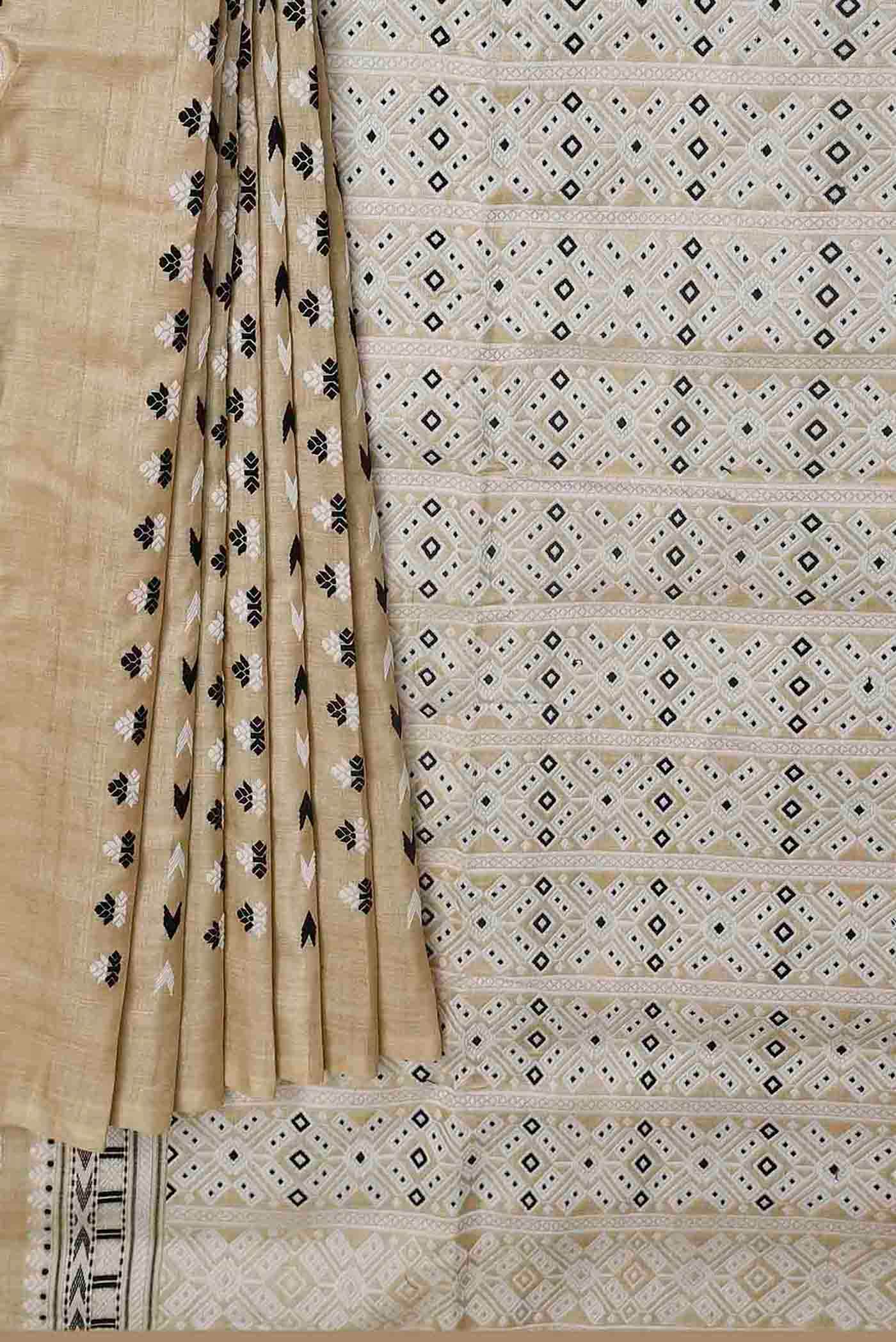 Beige Assam Silk Saree