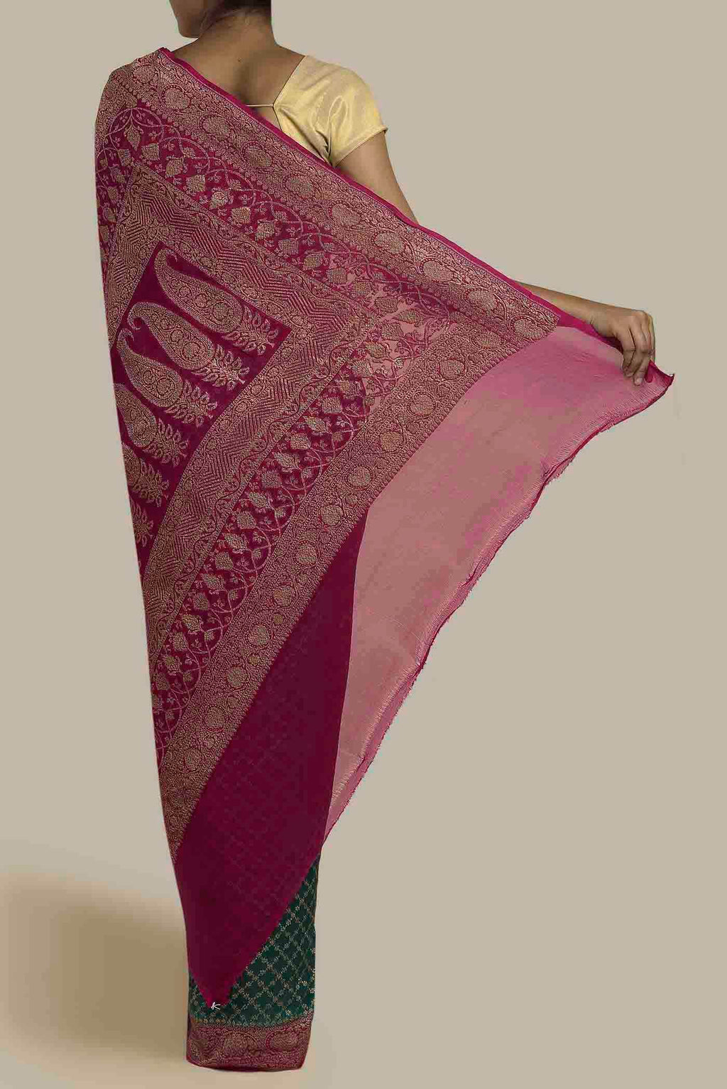Green Banarasi Georgette Saree