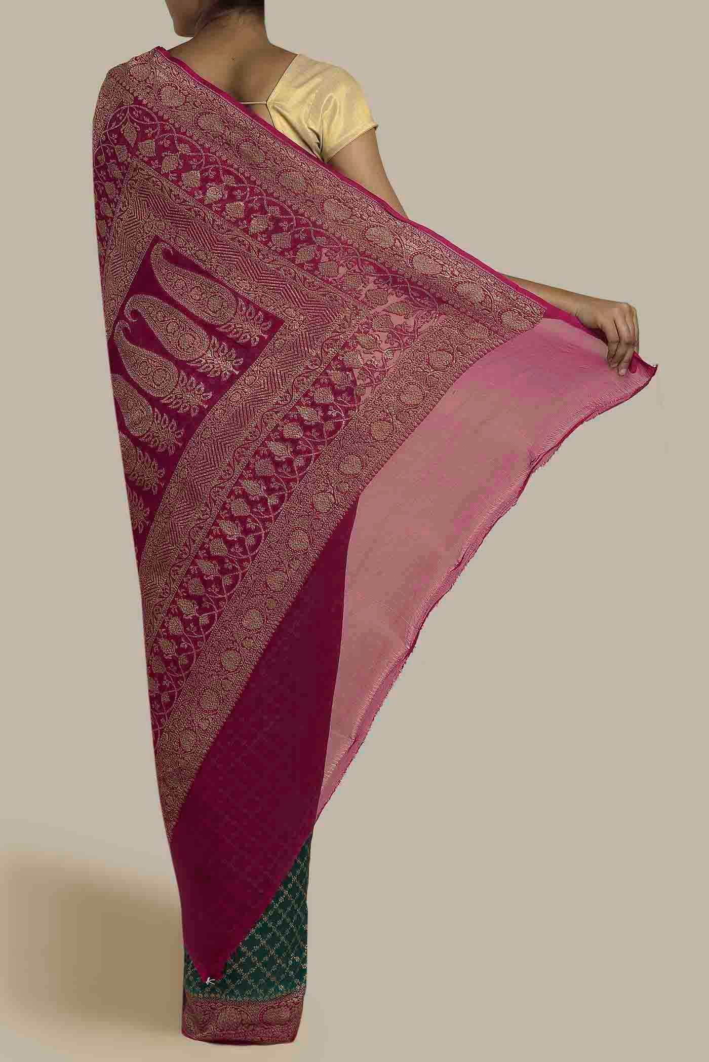 Green Banarasi Georgette Saree