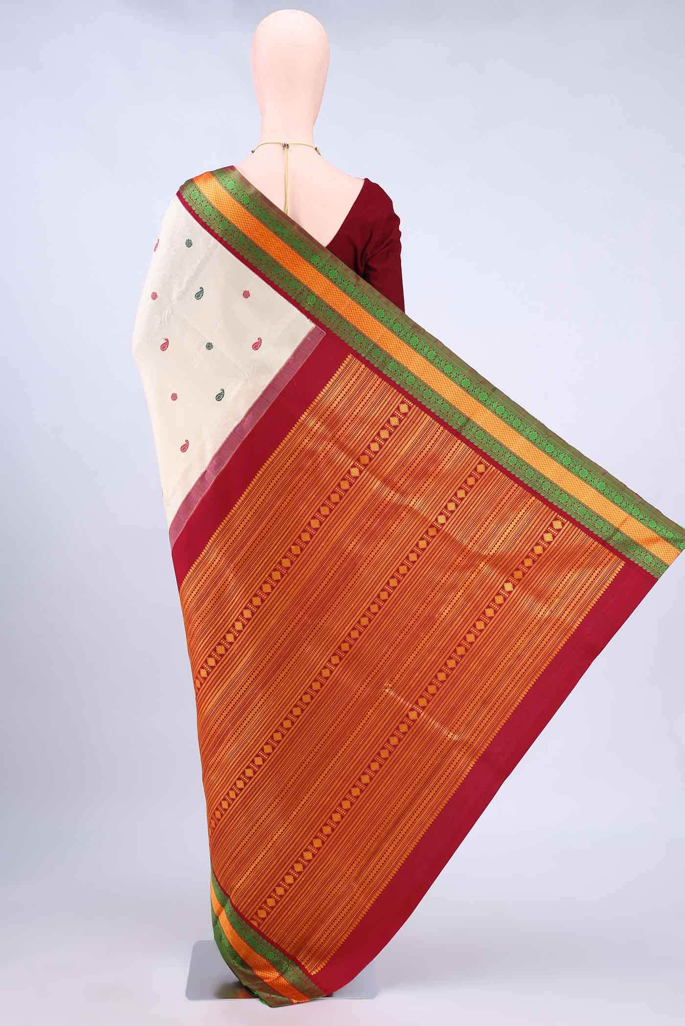 Cream Kanchipuram Silk Saree