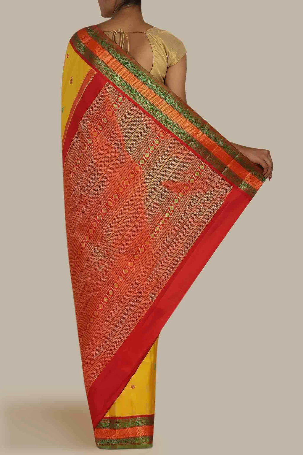Yellow Kanchipuram Silk Saree